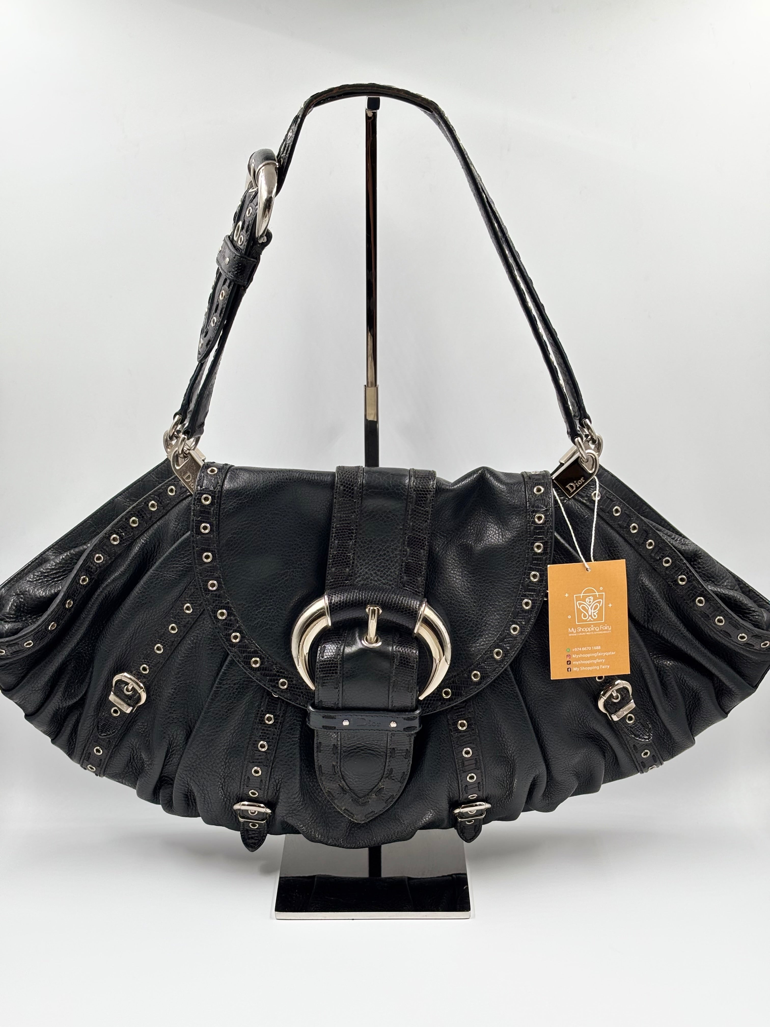 Christian Dior Buckled Eyelet Shoulder Bag