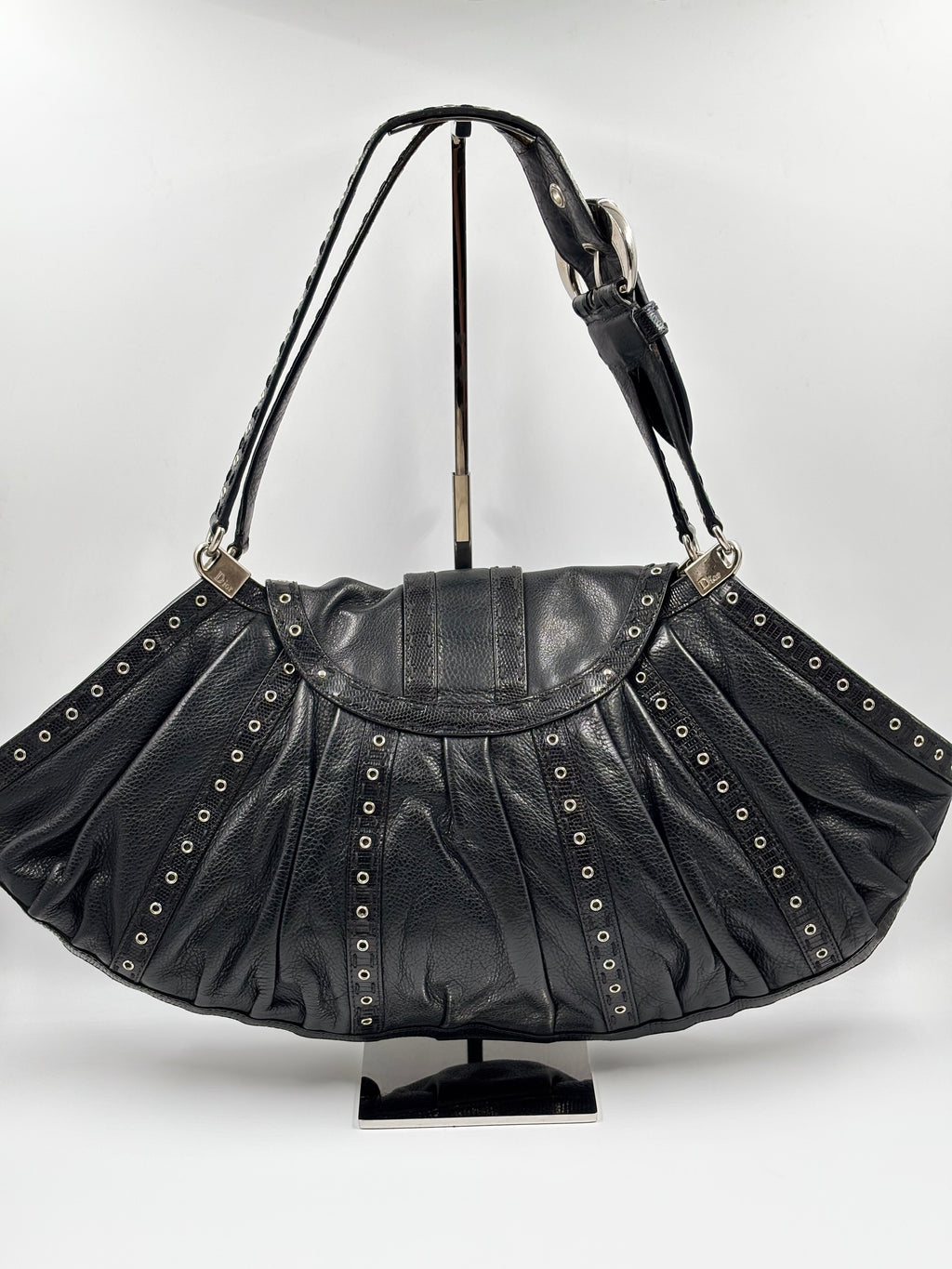 Christian Dior Buckled Eyelet Shoulder Bag