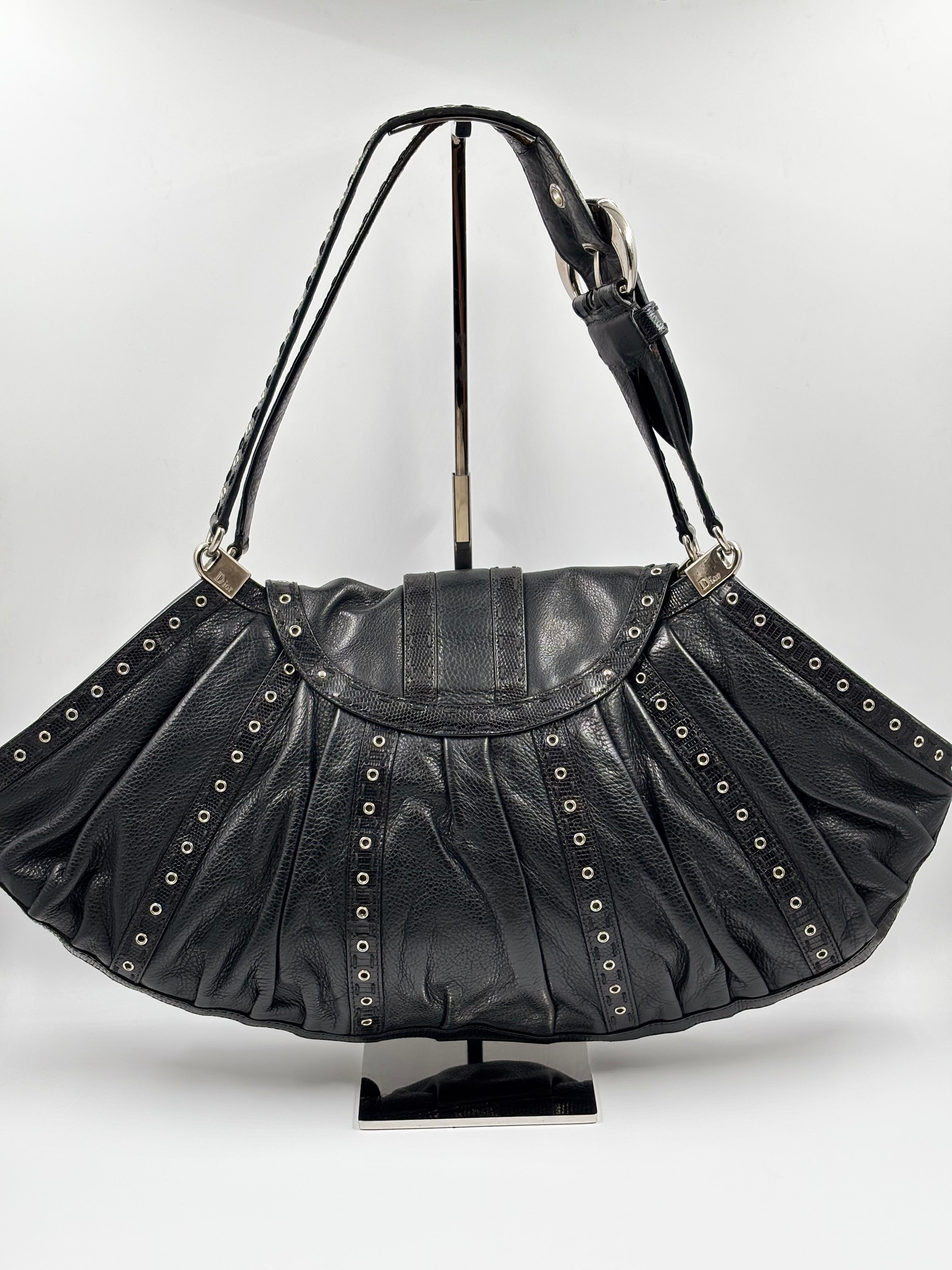 Christian Dior Buckled Eyelet Shoulder Bag
