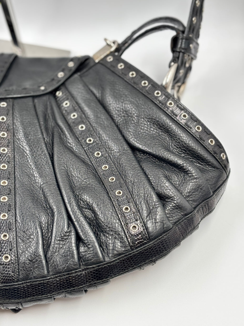 Christian Dior Buckled Eyelet Shoulder Bag