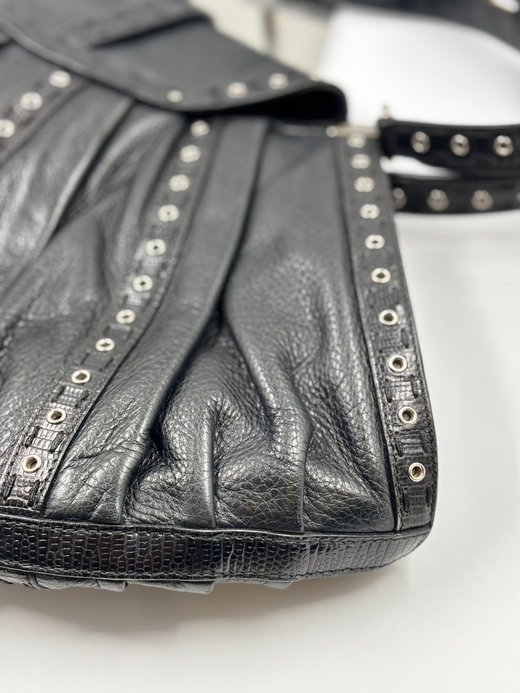 Christian Dior Buckled Eyelet Shoulder Bag