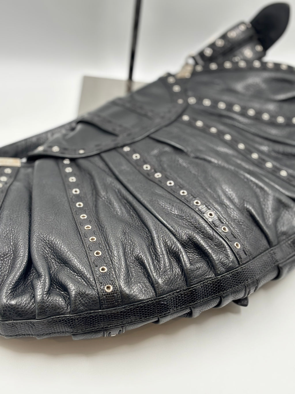 Christian Dior Buckled Eyelet Shoulder Bag