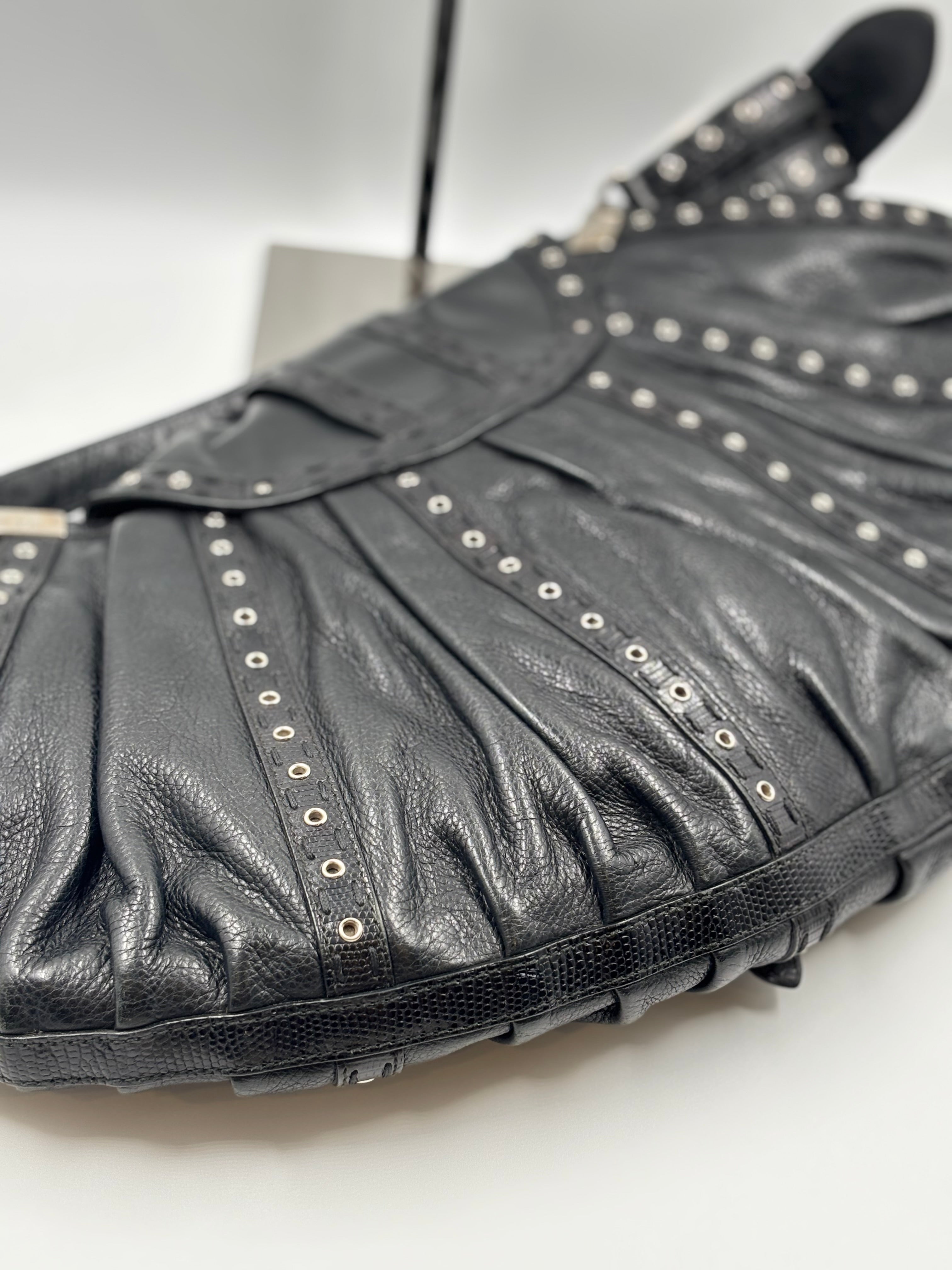 Christian Dior Buckled Eyelet Shoulder Bag