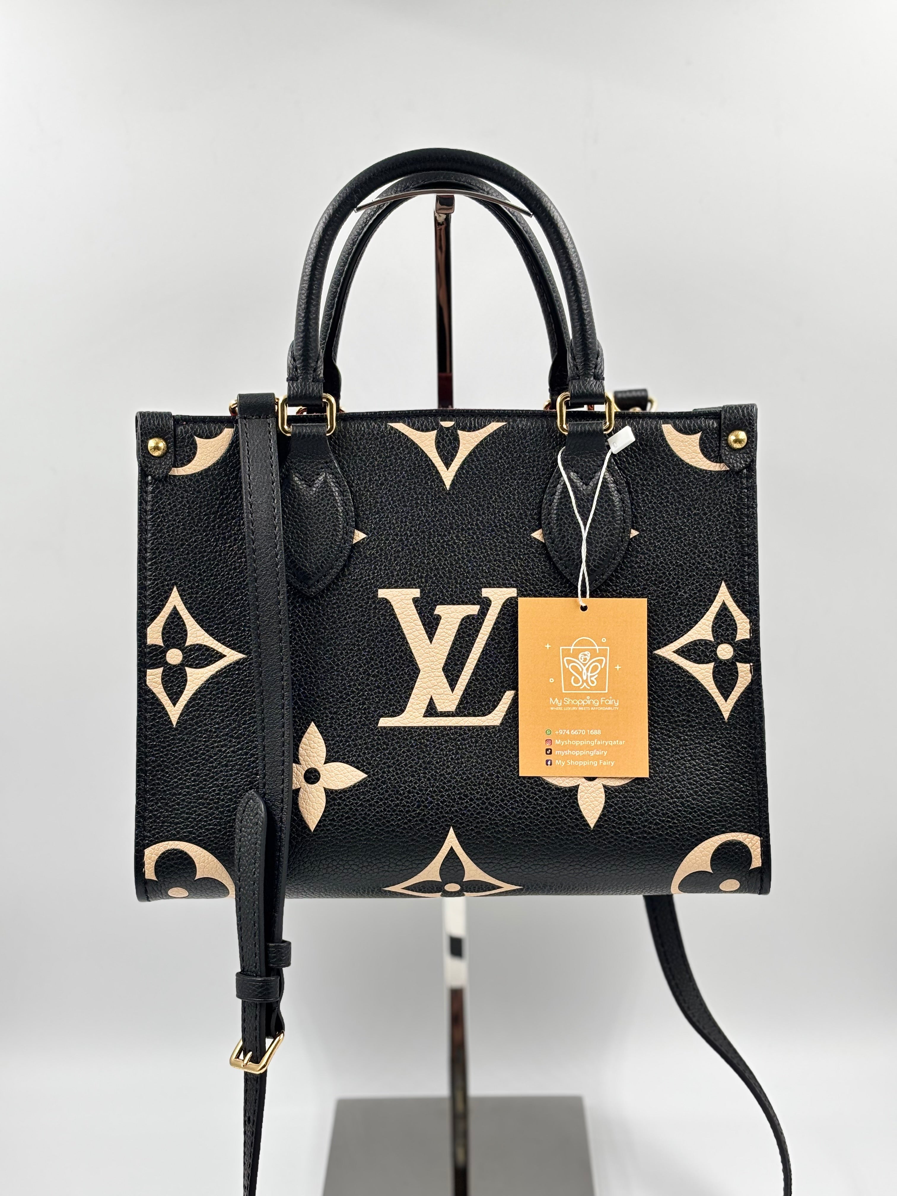 LV Bicolor Black/ Cream Monogram Giant Empreinte Leather OTG PM Tote Bag