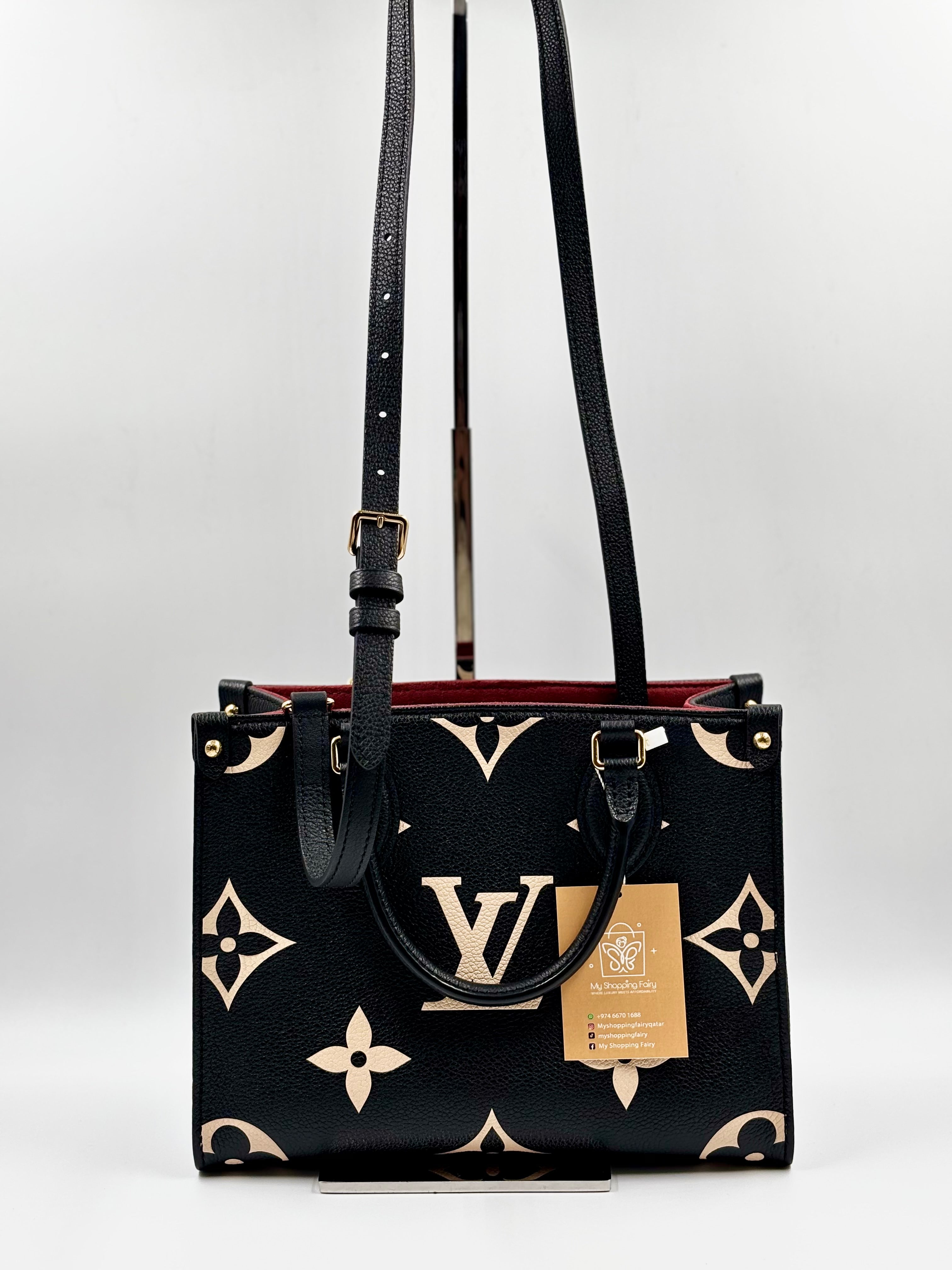 LV Bicolor Black/ Cream Monogram Giant Empreinte Leather OTG PM Tote Bag