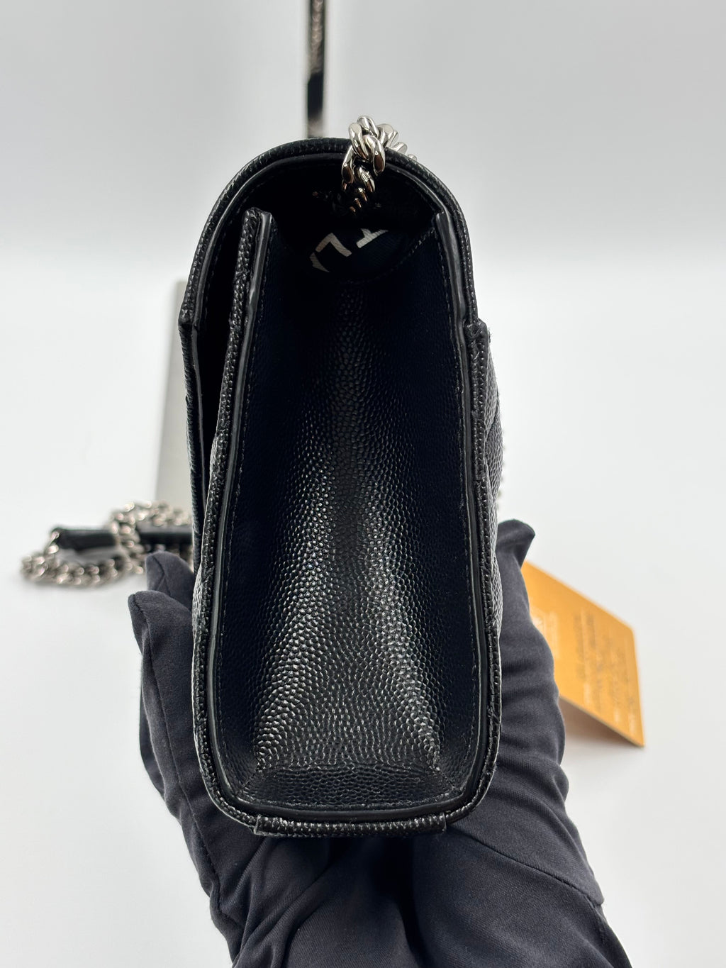 YSL Black Chevron TriQuilted Grained Leather Envelope Small Crossbody Bag
