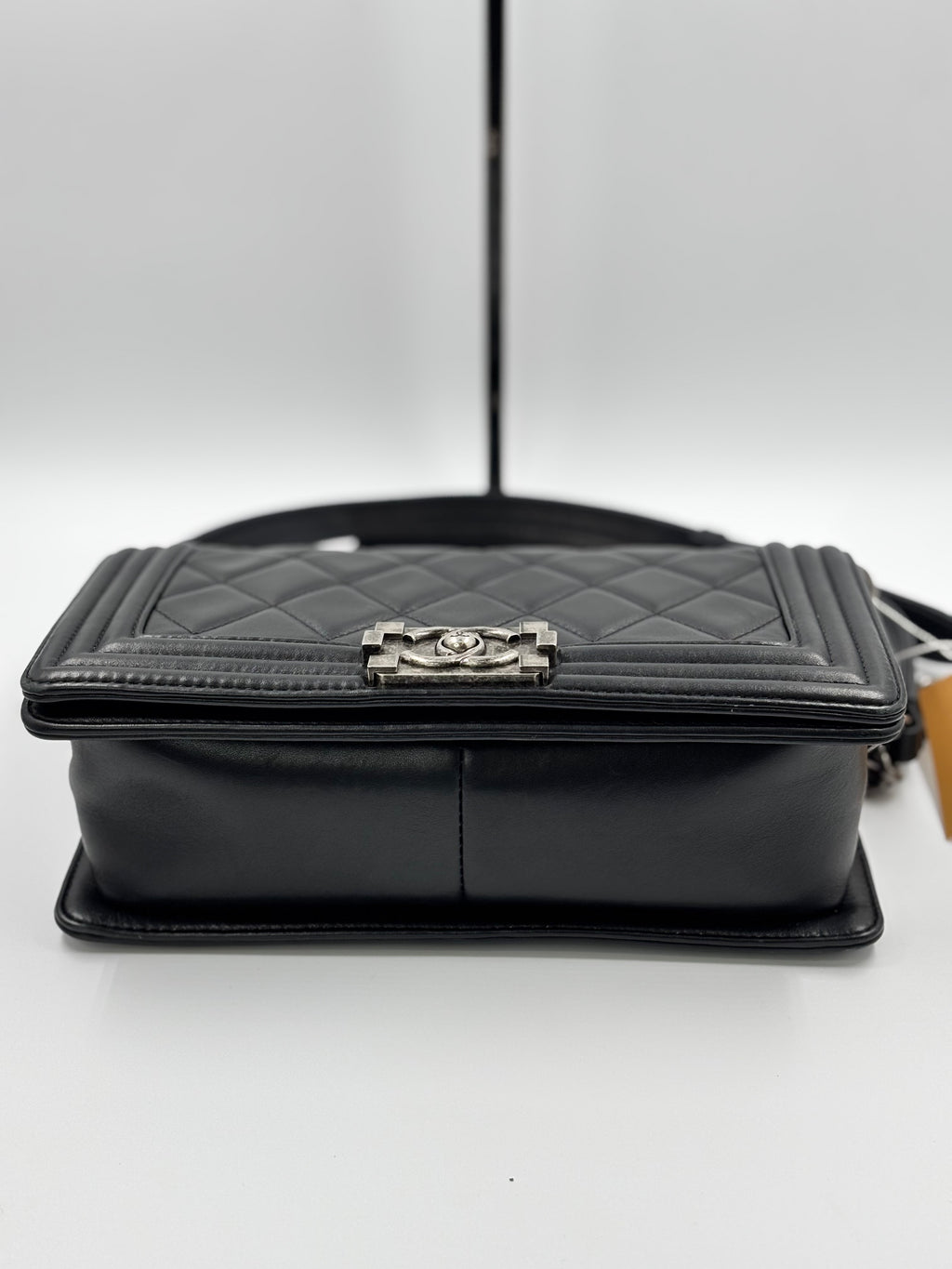 Chanel Black Lambskin Leather Old Medium Boy Bag