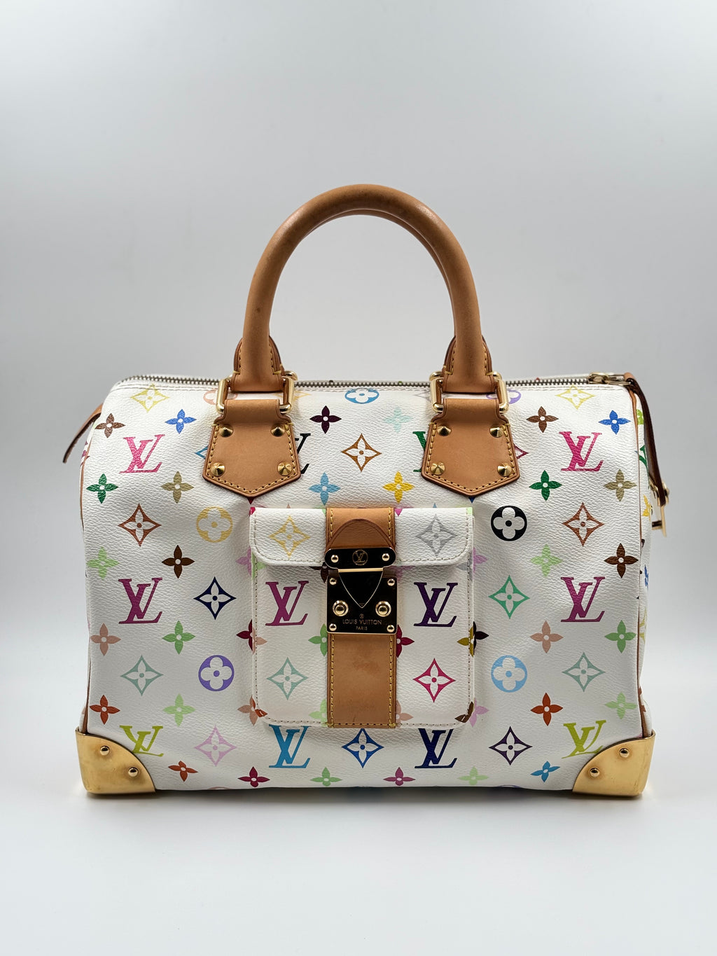 LV White Monogram Multicolor Speedy 30 Bag