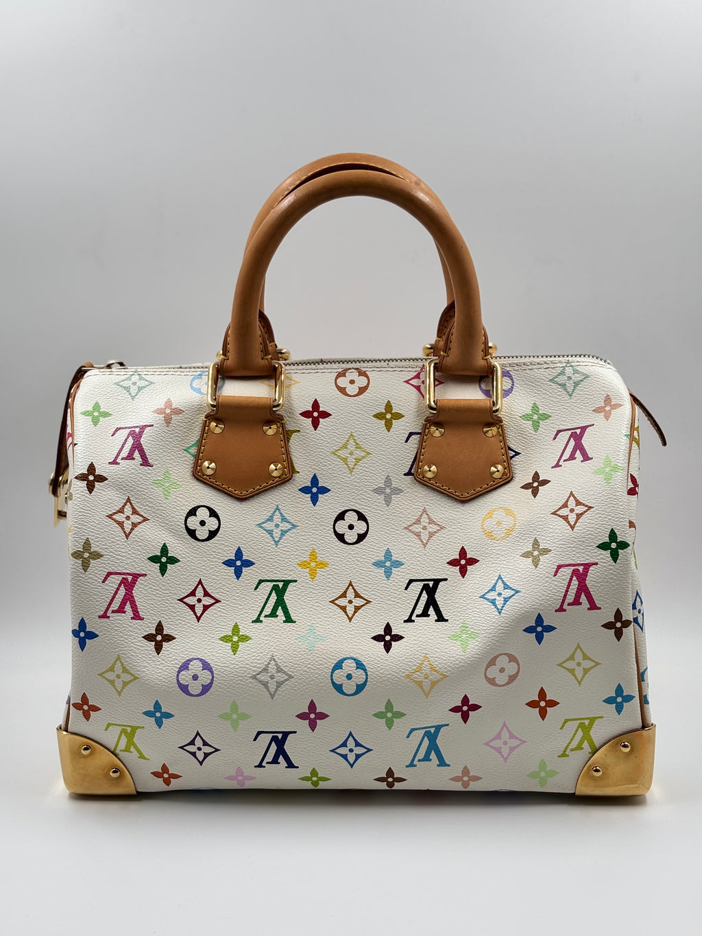 LV White Monogram Multicolor Speedy 30 Bag