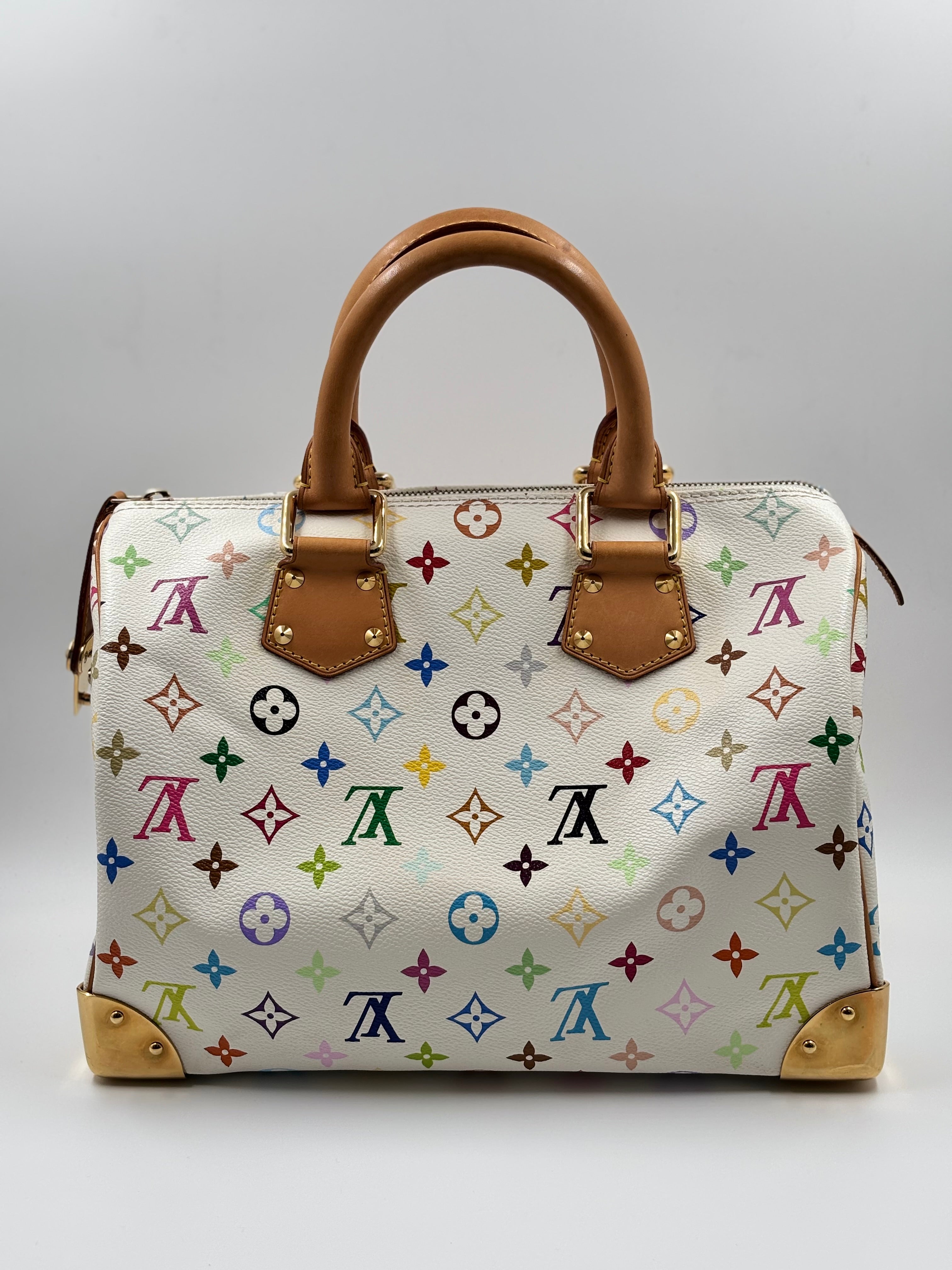 LV White Monogram Multicolor Speedy 30 Bag