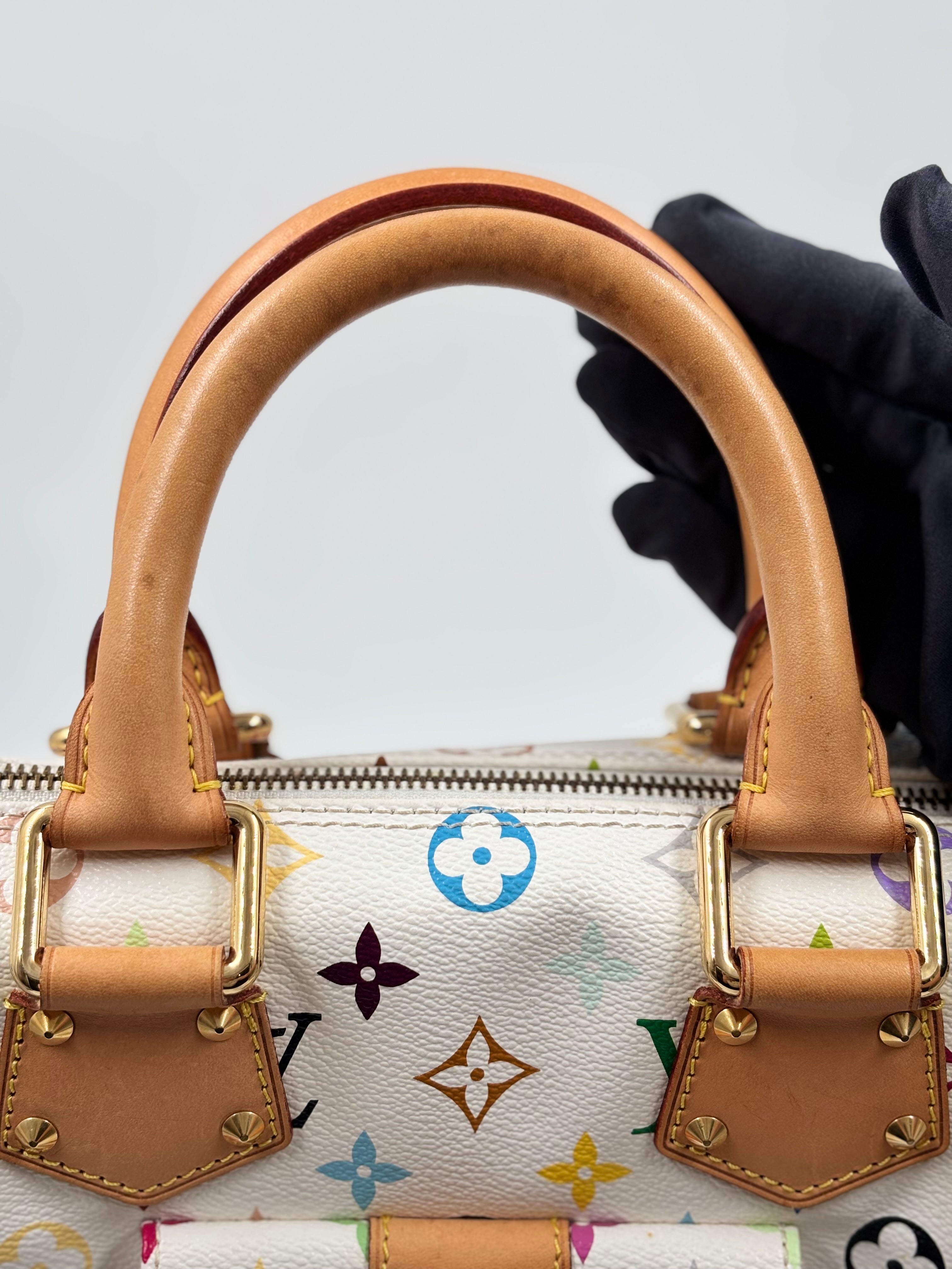LV White Monogram Multicolor Speedy 30 Bag