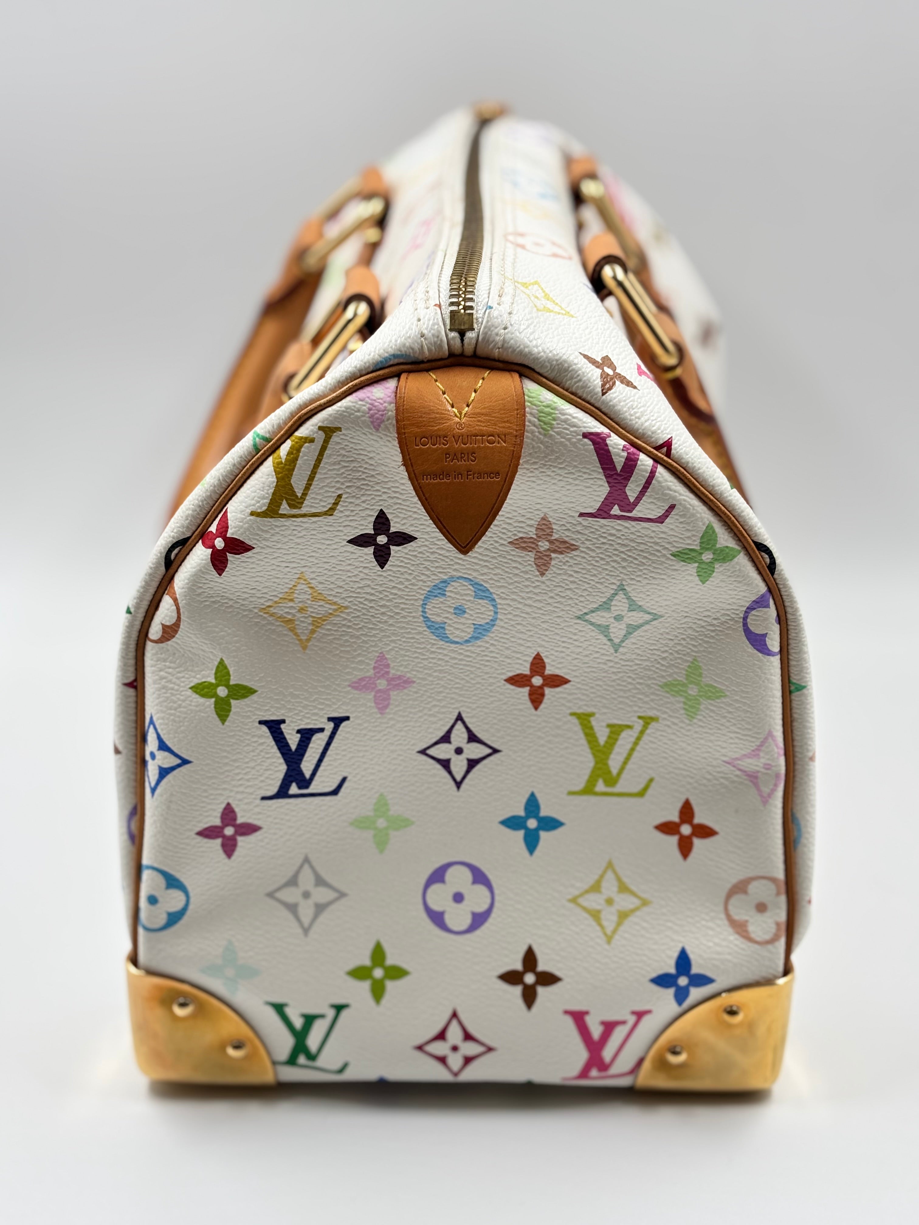 LV White Monogram Multicolor Speedy 30 Bag