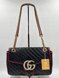 Gucci Black Shiny Quilted Marmont  Shoulder Bag