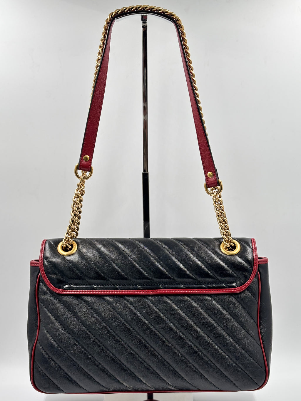 Gucci Black Shiny Quilted Marmont  Shoulder Bag