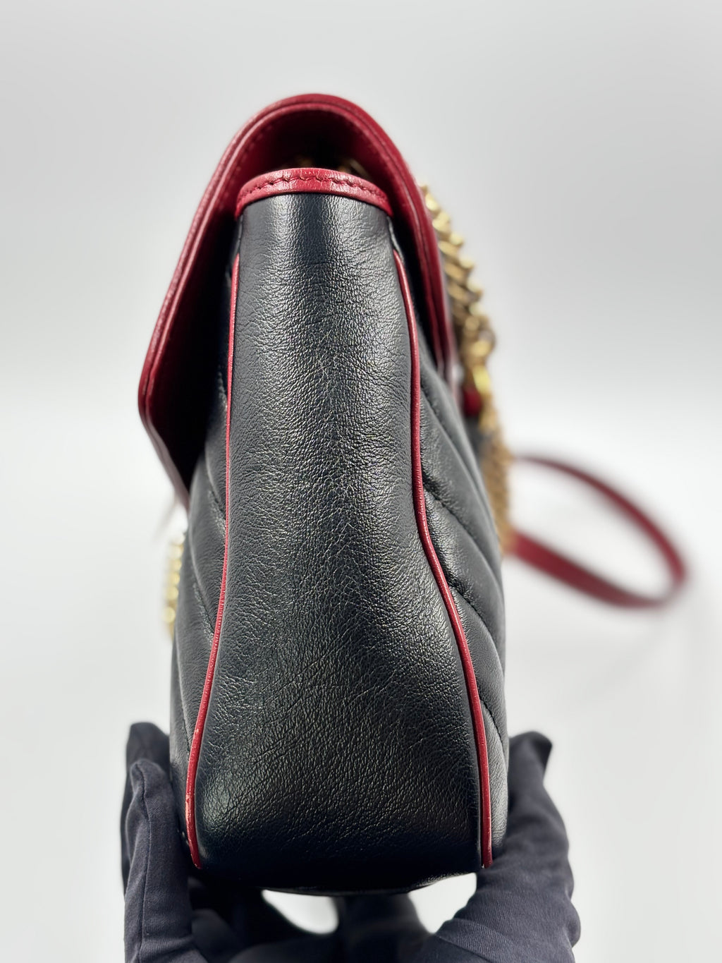 Gucci Black Shiny Quilted Marmont  Shoulder Bag