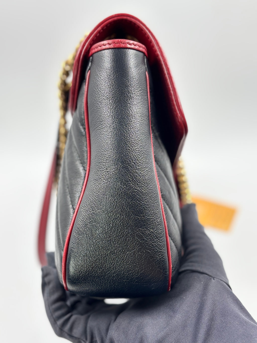 Gucci Black Shiny Quilted Marmont  Shoulder Bag