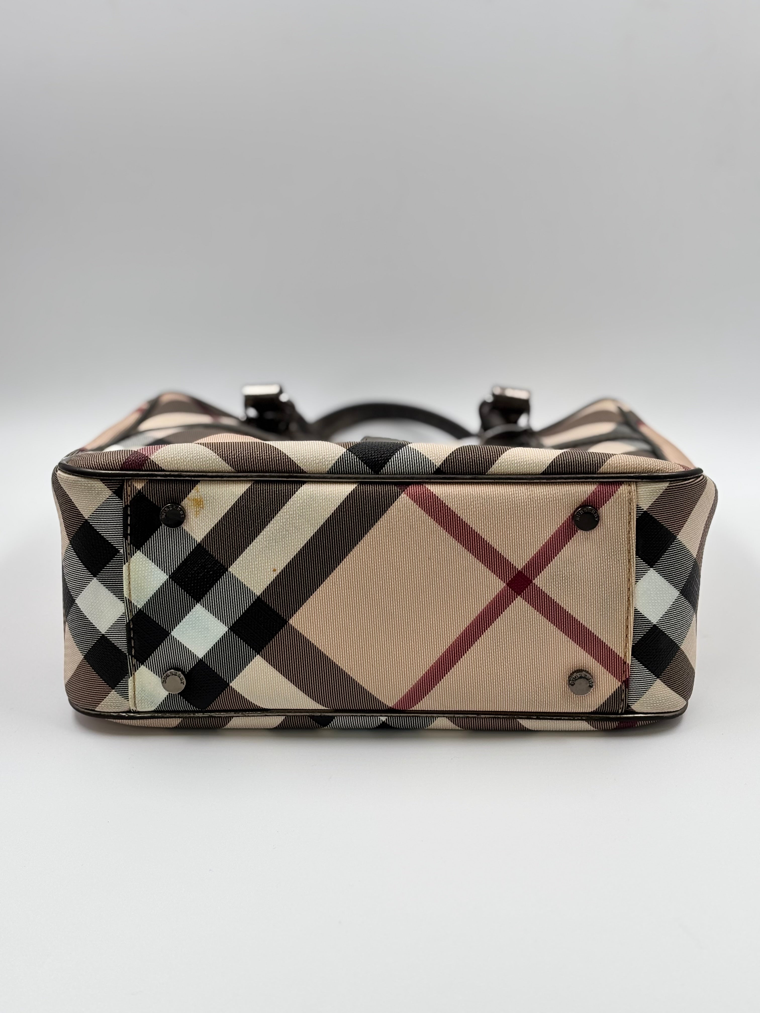 Burberry Beige/ Black Super Nova Check PVC and Patent Leather Tote Bag