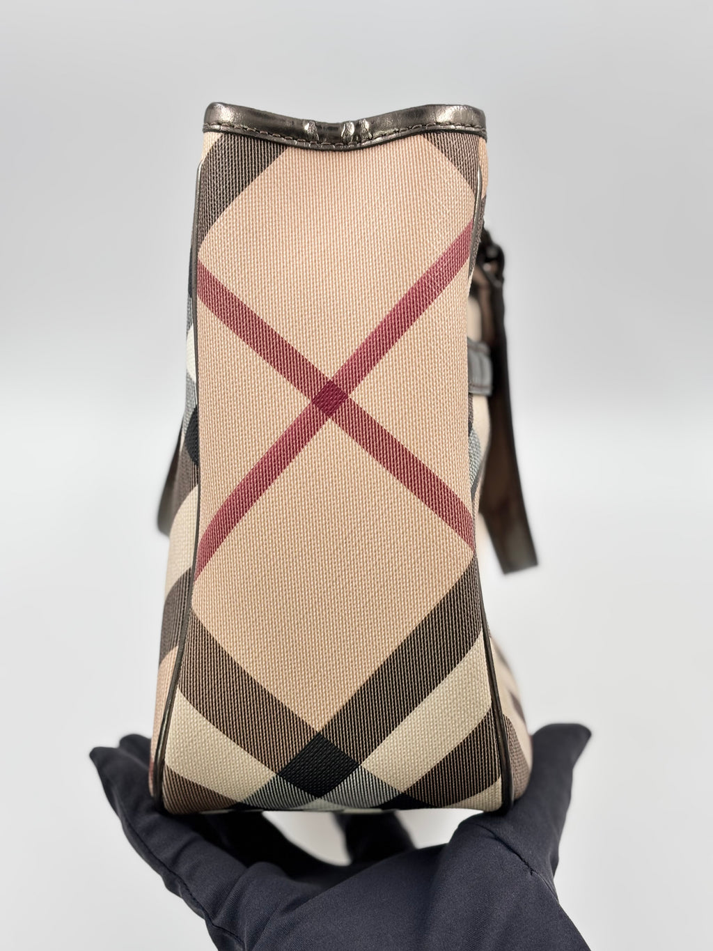 Burberry Beige/ Black Super Nova Check PVC and Patent Leather Tote Bag