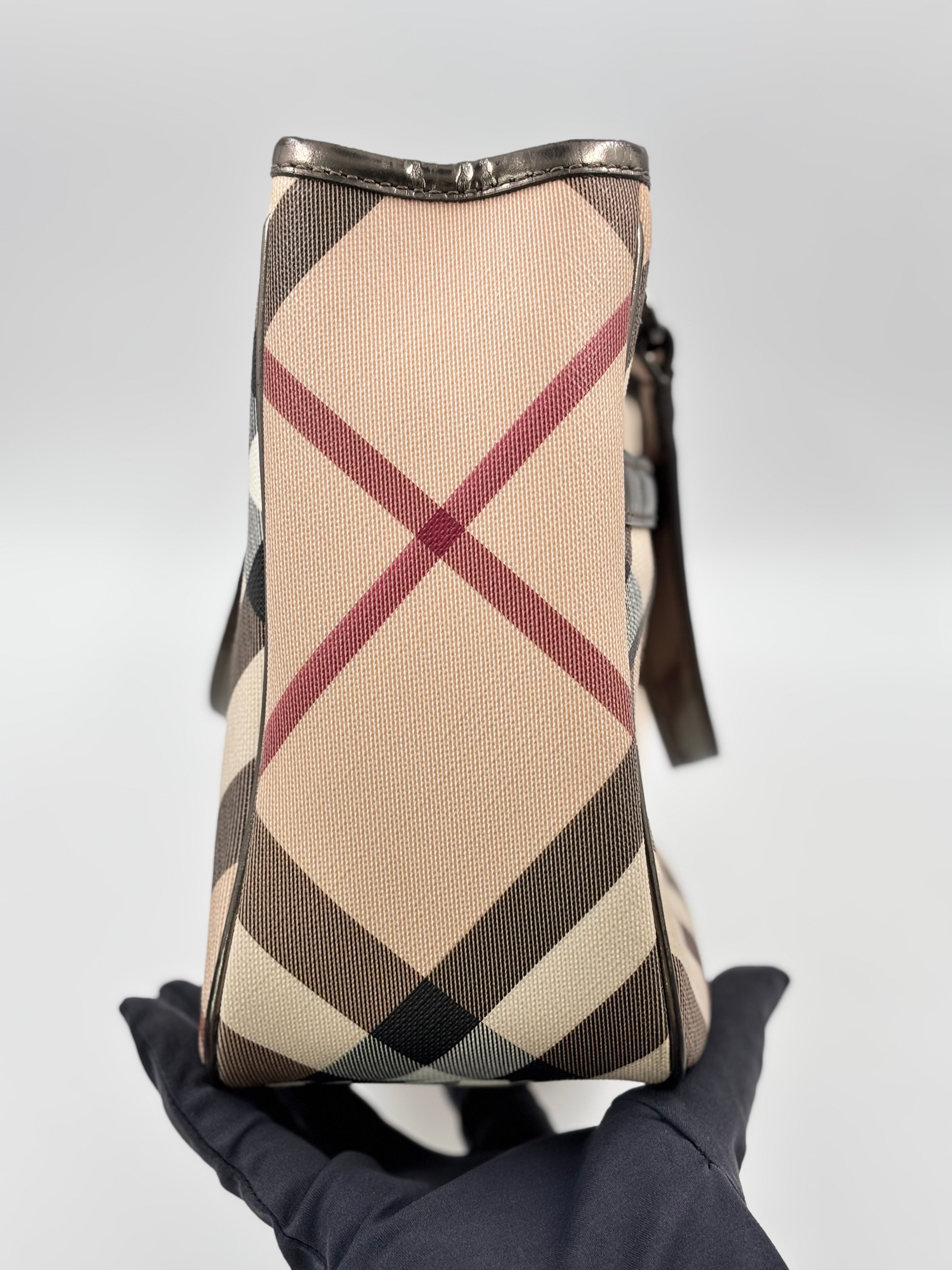 Burberry Beige/ Black Super Nova Check PVC and Patent Leather Tote Bag