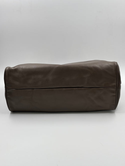 Prada Soft Calfskin Chain Tote Bag in Taupe Leather