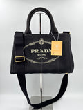 Prada Black Canapa Canvas Tote Bag