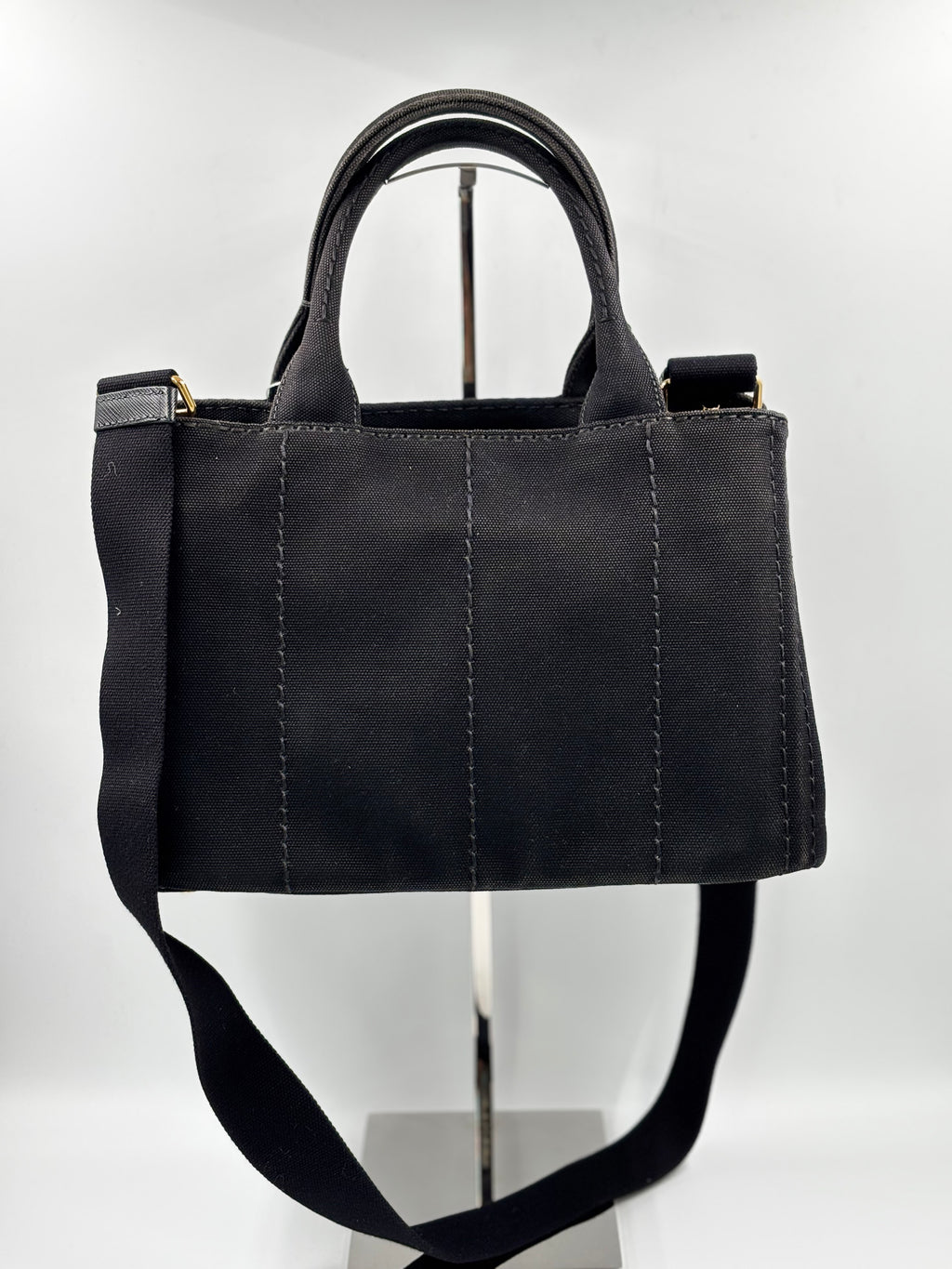 Prada Black Canapa Canvas Tote Bag