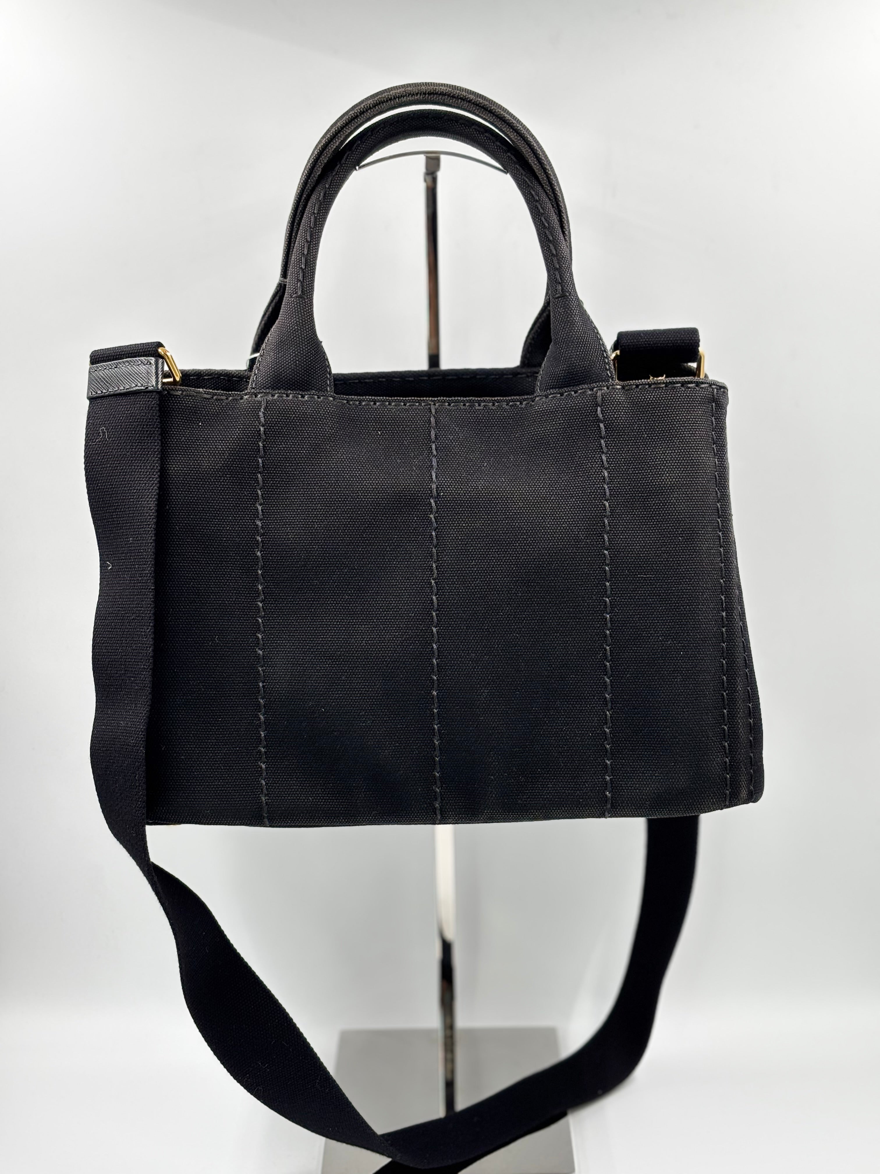 Prada Black Canapa Canvas Tote Bag