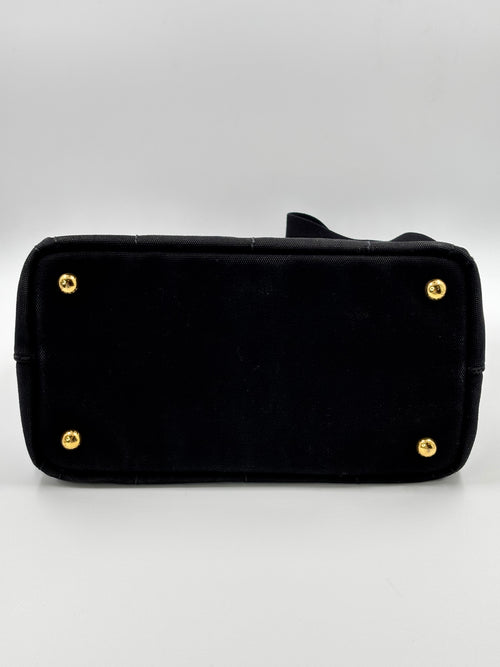Prada Black Canapa Canvas Tote Bag