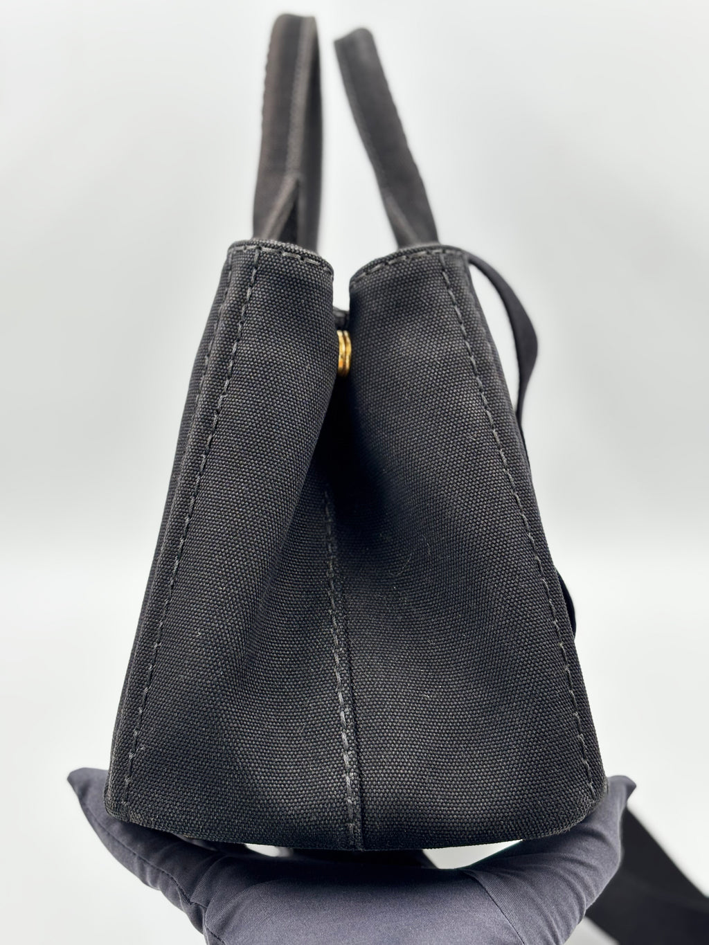 Prada Black Canapa Canvas Tote Bag