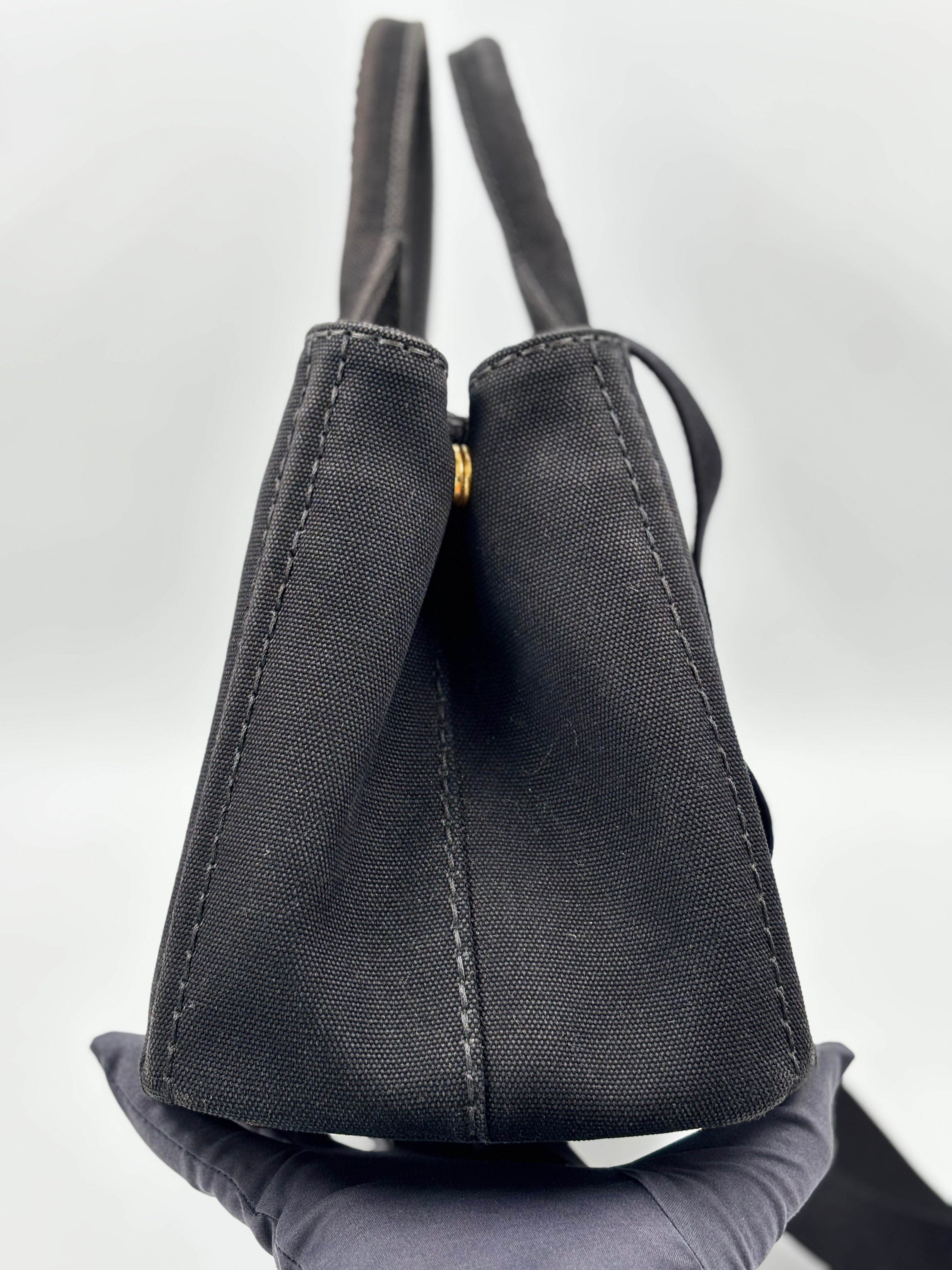 Prada Black Canapa Canvas Tote Bag
