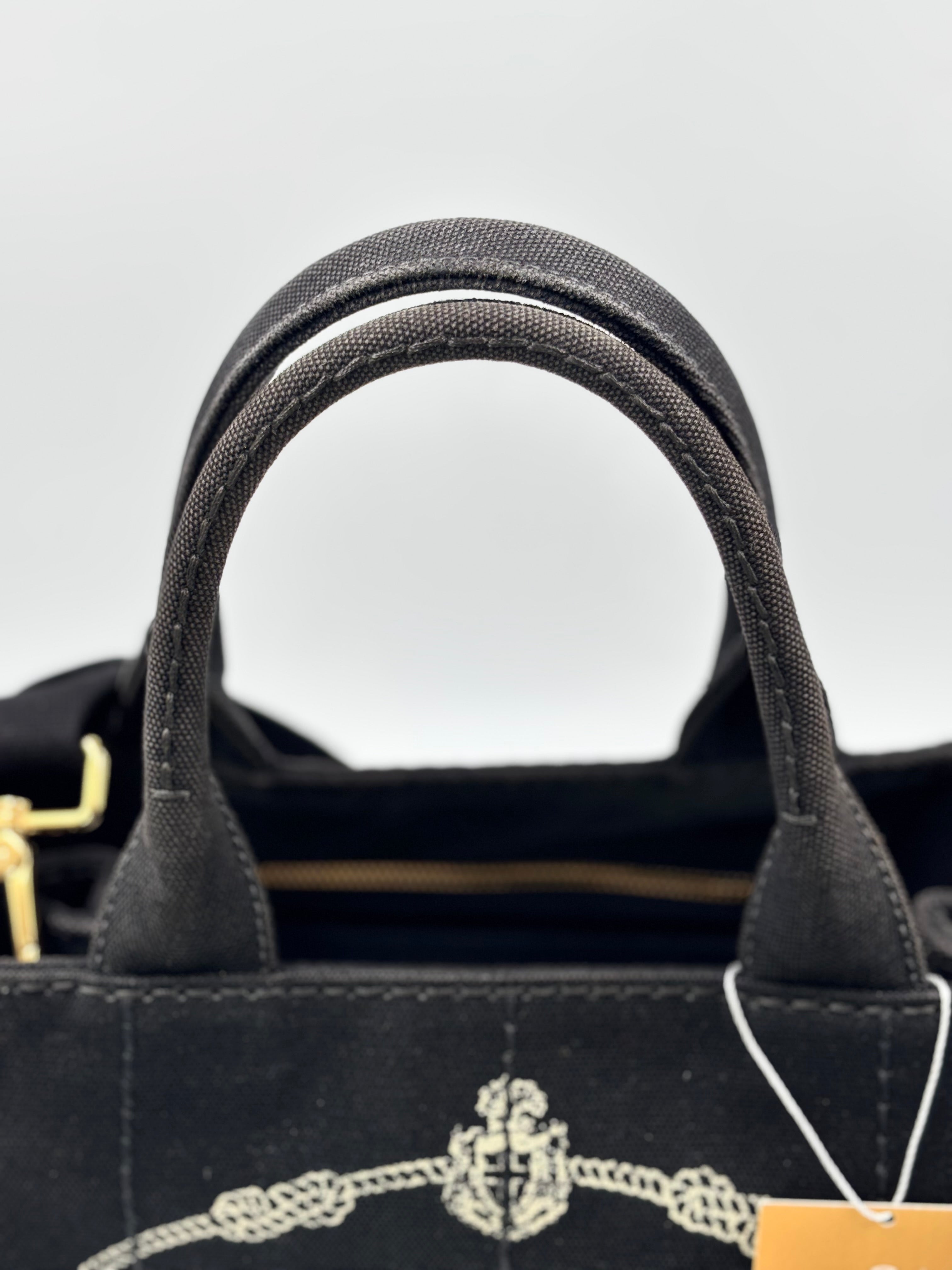 Prada Black Canapa Canvas Tote Bag