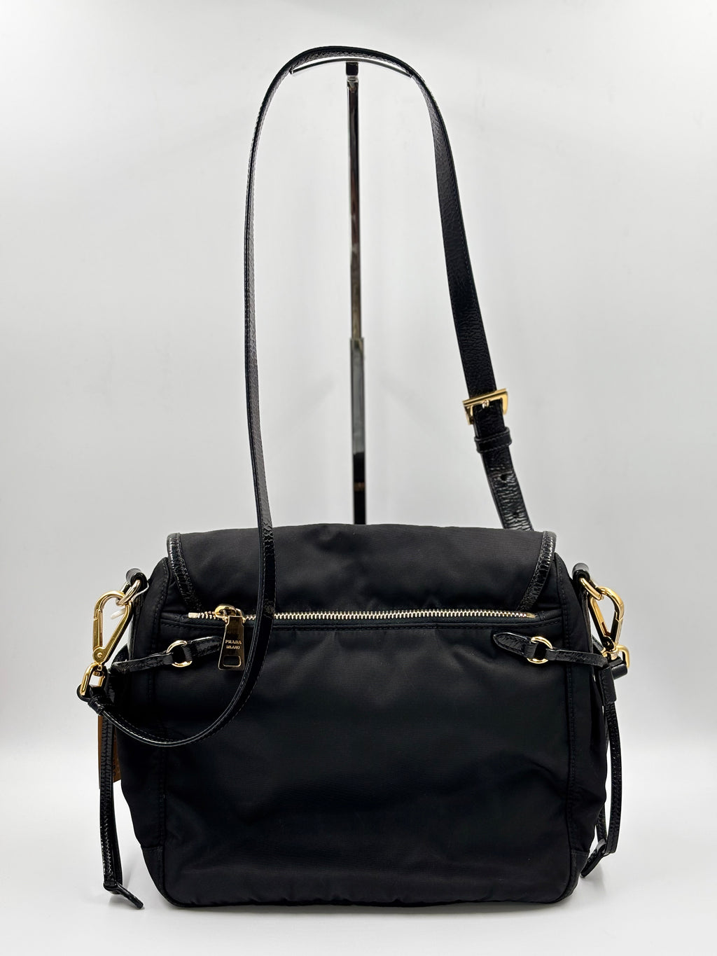 Prada Black Nylon & Leather Messenger  Bag