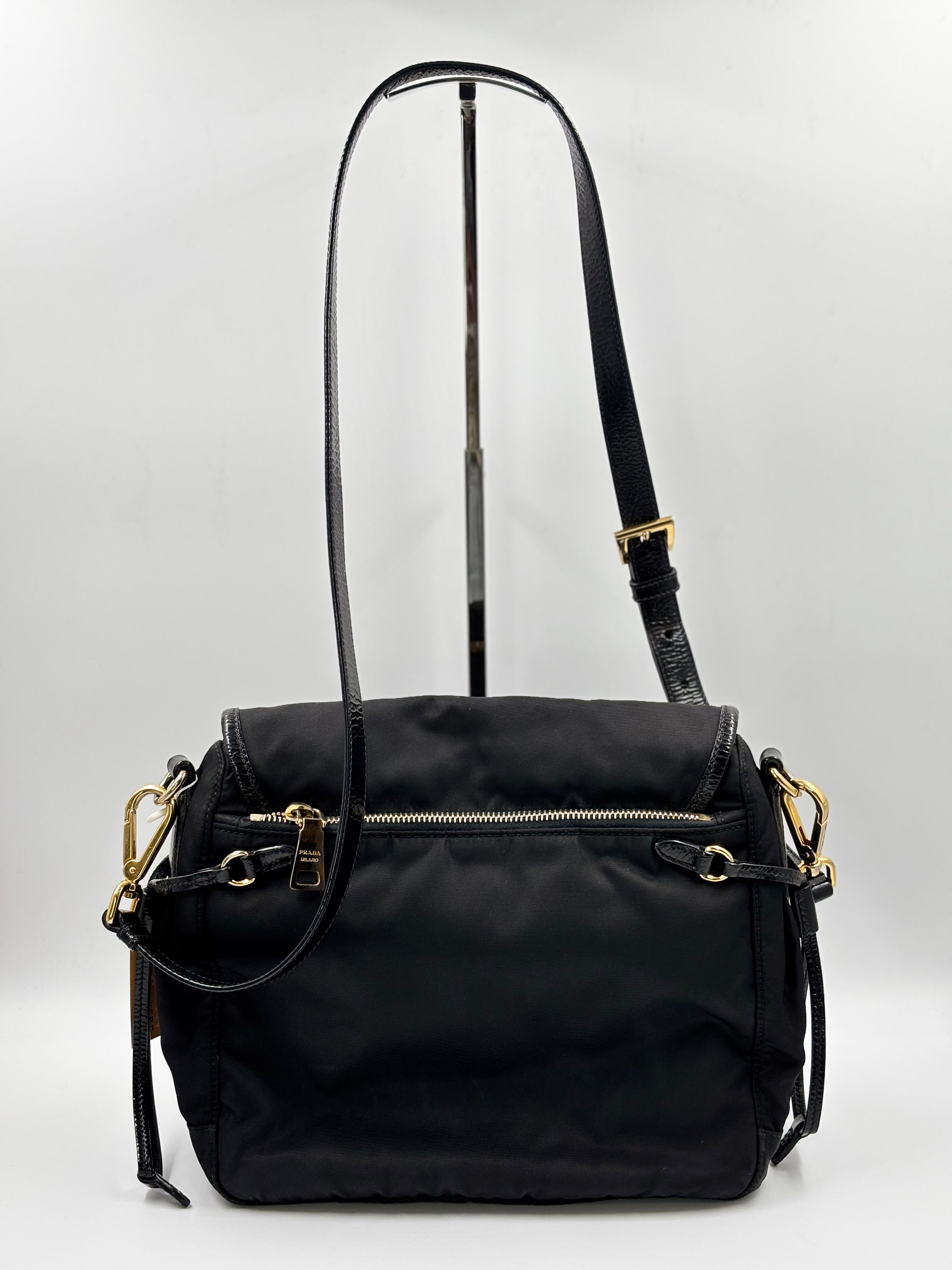 Prada Black Nylon & Leather Messenger  Bag