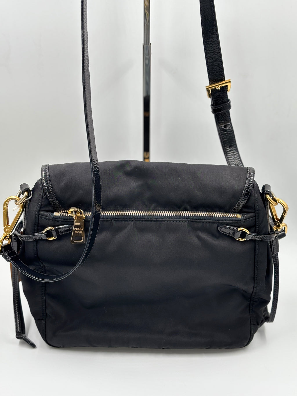 Prada Black Nylon & Leather Messenger  Bag