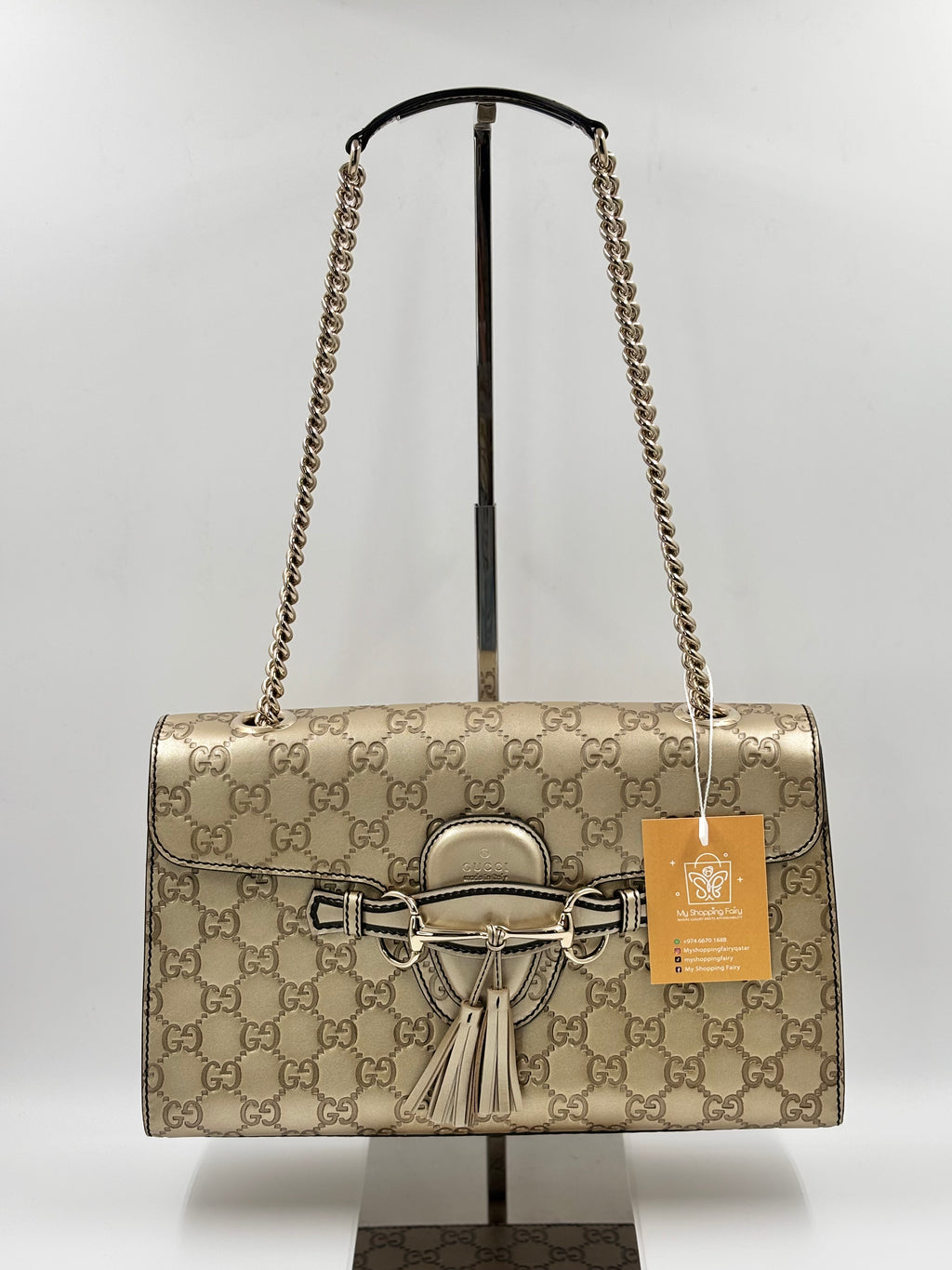 Gucci Gold Guccissima Leather Emily Chain Shoulder  Bag