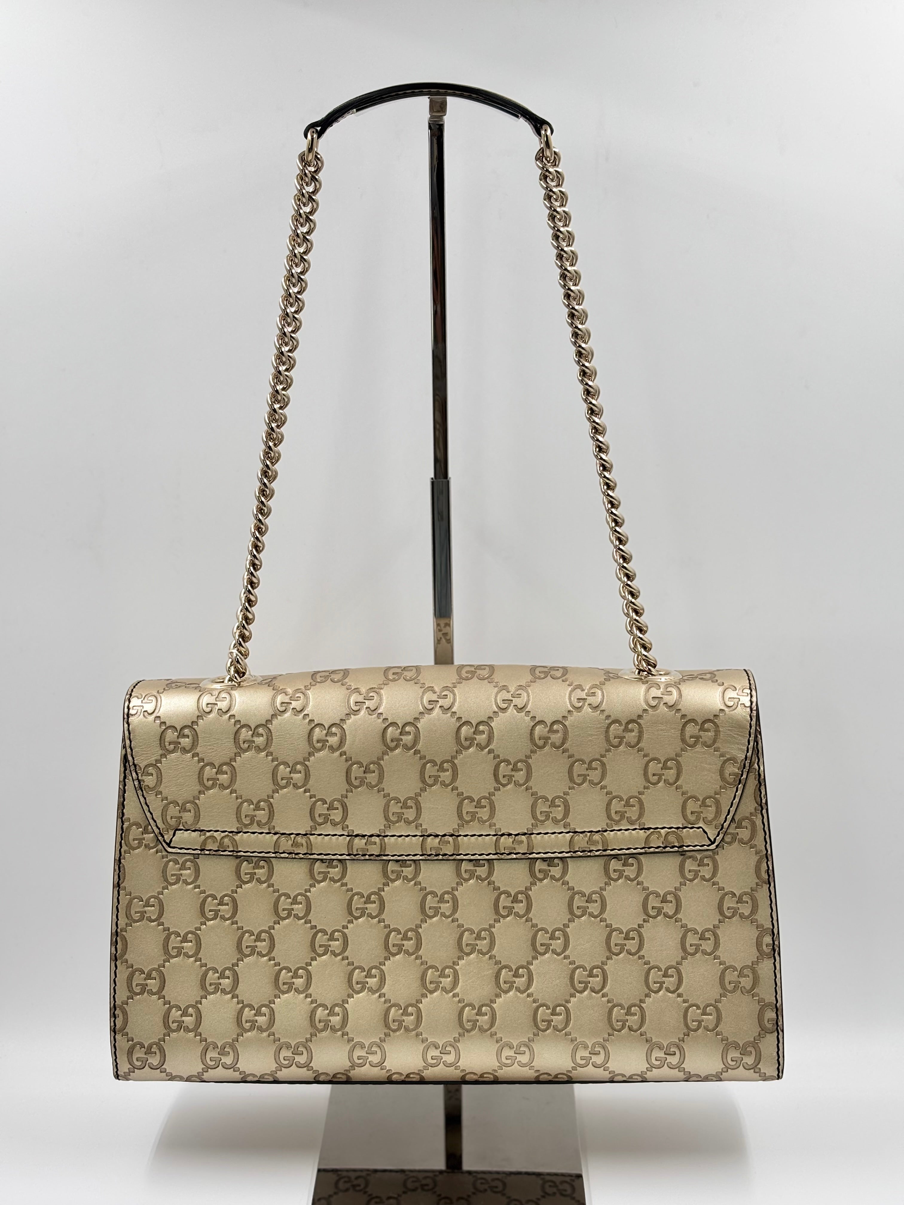 Gucci Gold Guccissima Leather Emily Chain Shoulder  Bag