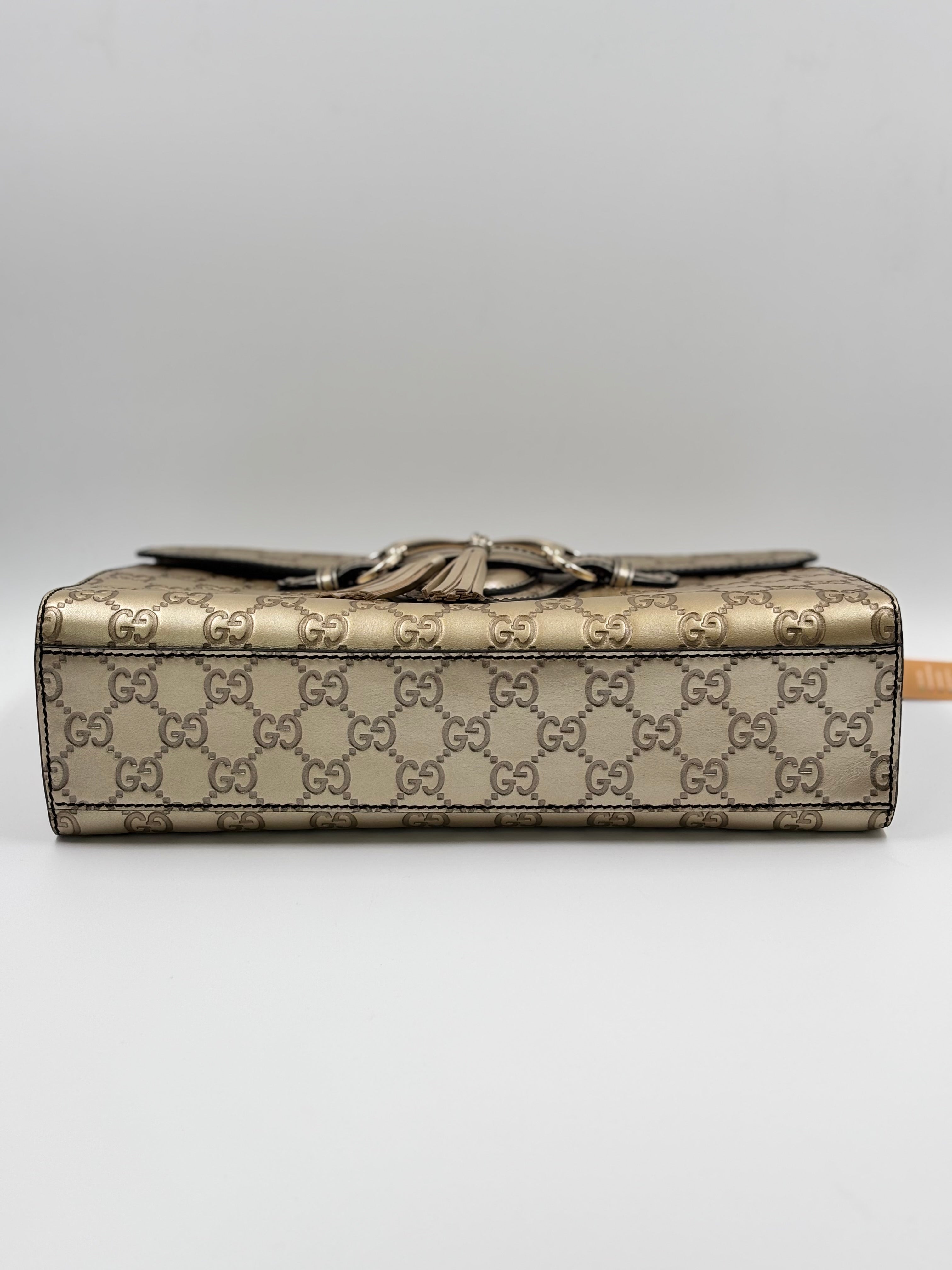 Gucci Gold Guccissima Leather Emily Chain Shoulder  Bag