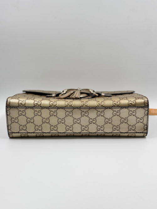 Gucci Gold Guccissima Leather Emily Chain Shoulder  Bag