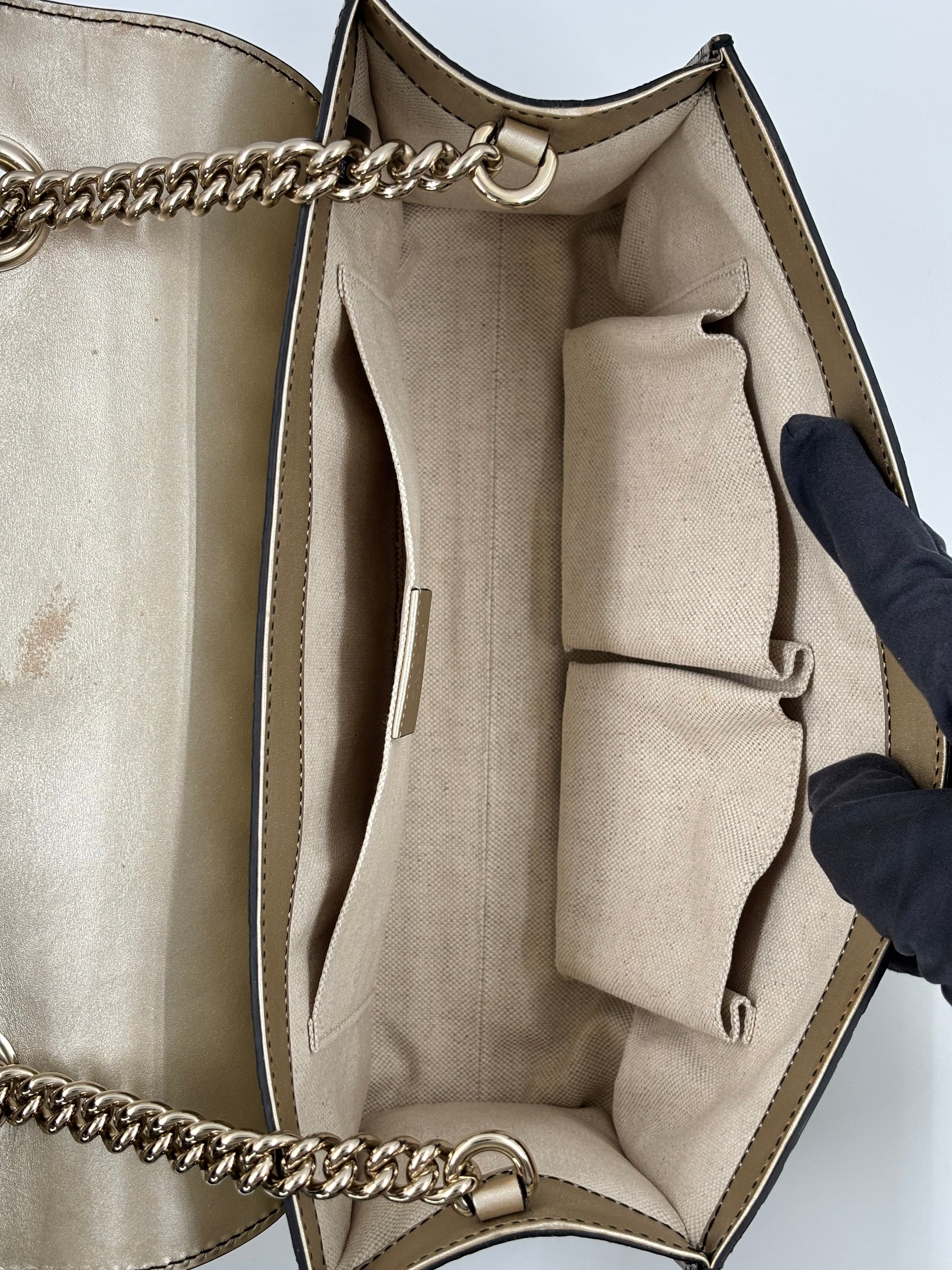 Gucci Gold Guccissima Leather Emily Chain Shoulder  Bag