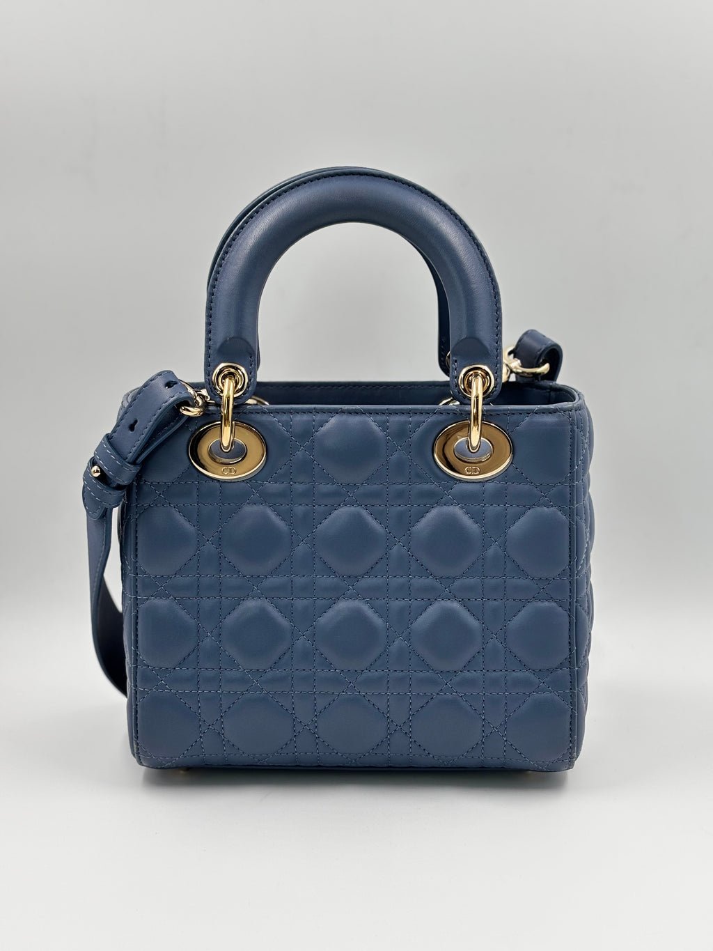 Christian Dior Blue Cannage Quilted Lambskin Leather Small Lady Dior Bag