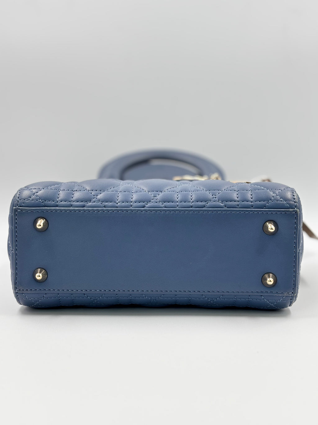 Christian Dior Blue Cannage Quilted Lambskin Leather Small Lady Dior Bag