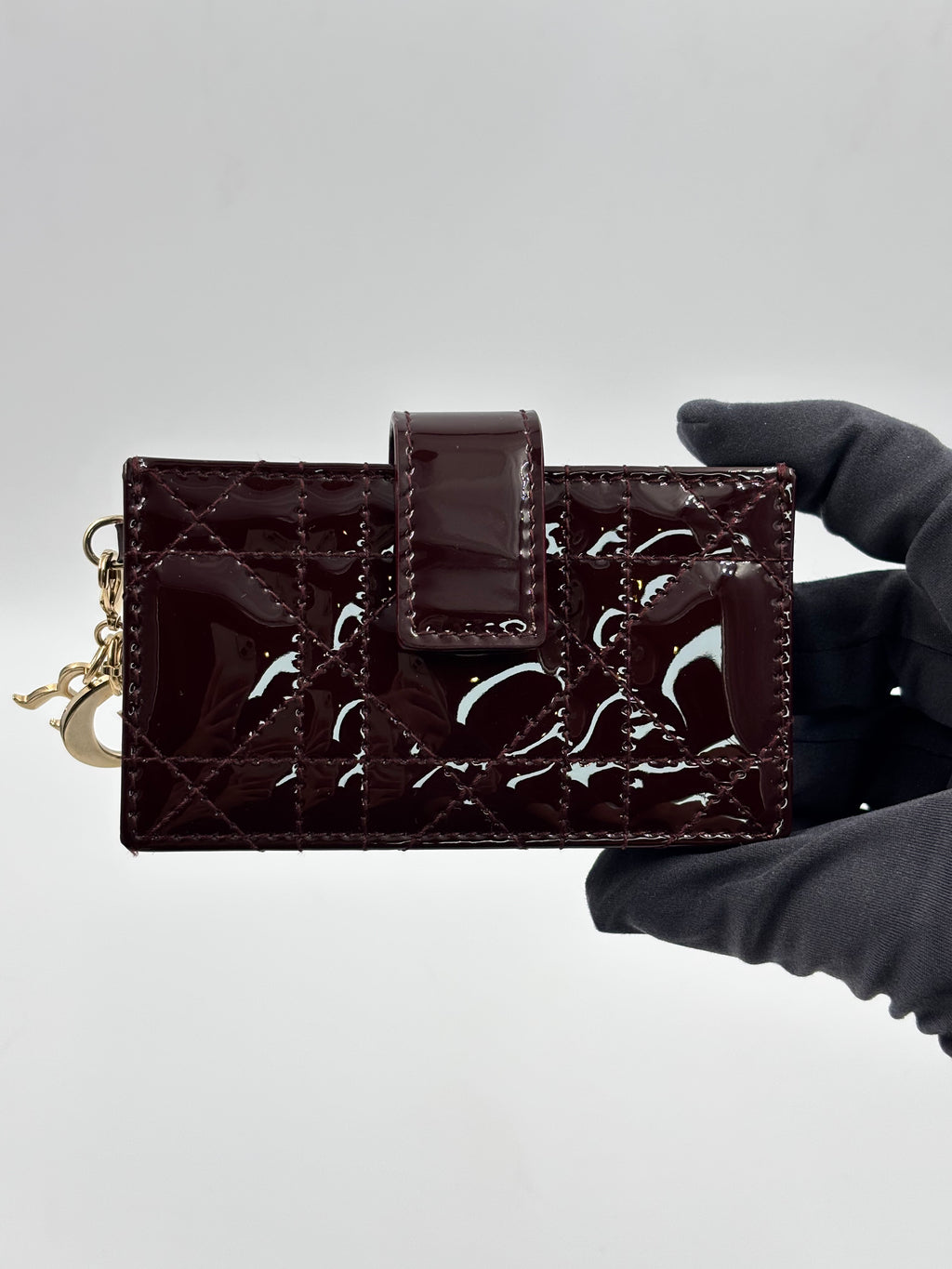 Christian Dior Gusset Burgundy Cannage Patent Leather