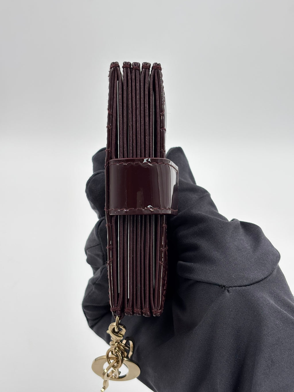 Christian Dior Gusset Burgundy Cannage Patent Leather