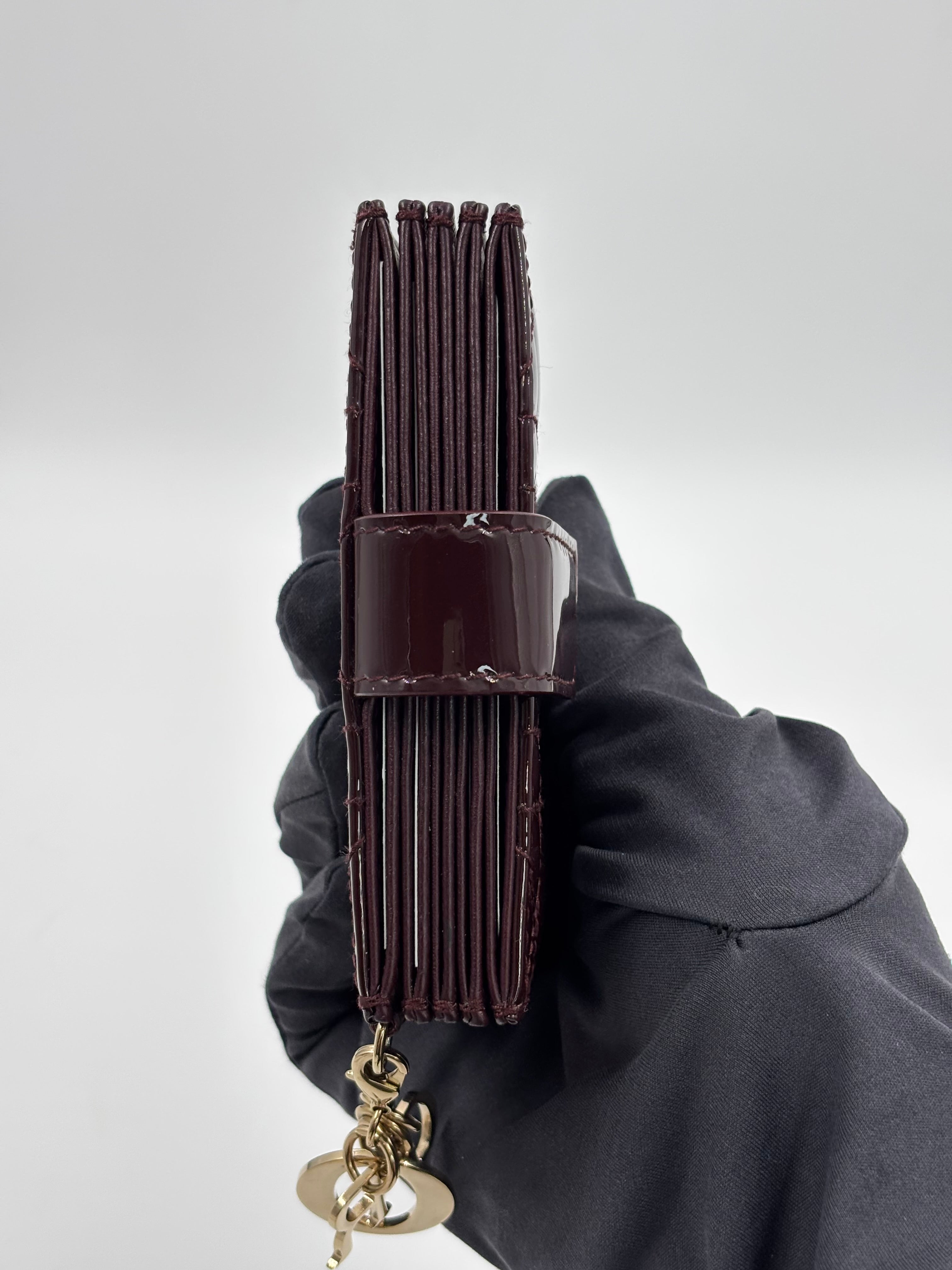 Christian Dior Gusset Burgundy Cannage Patent Leather