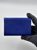 Hermes Blue Electric Chevre Mysore Leather Calvi Card Case