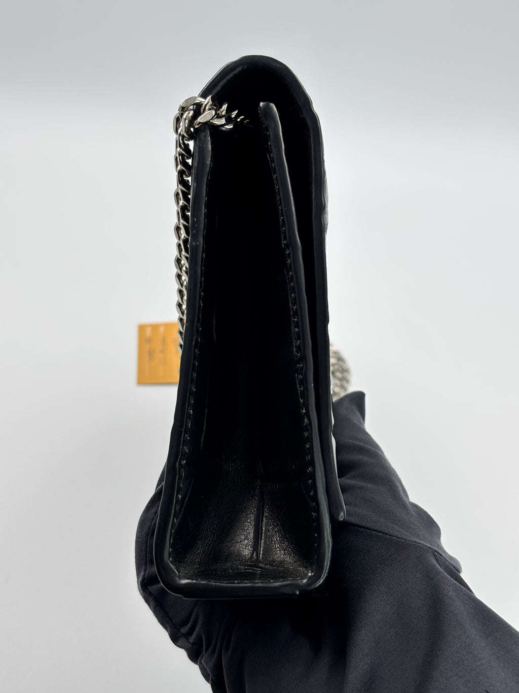 YSL Black Crocodile Embossed Calfskin Leather  Kate Tassel Bag