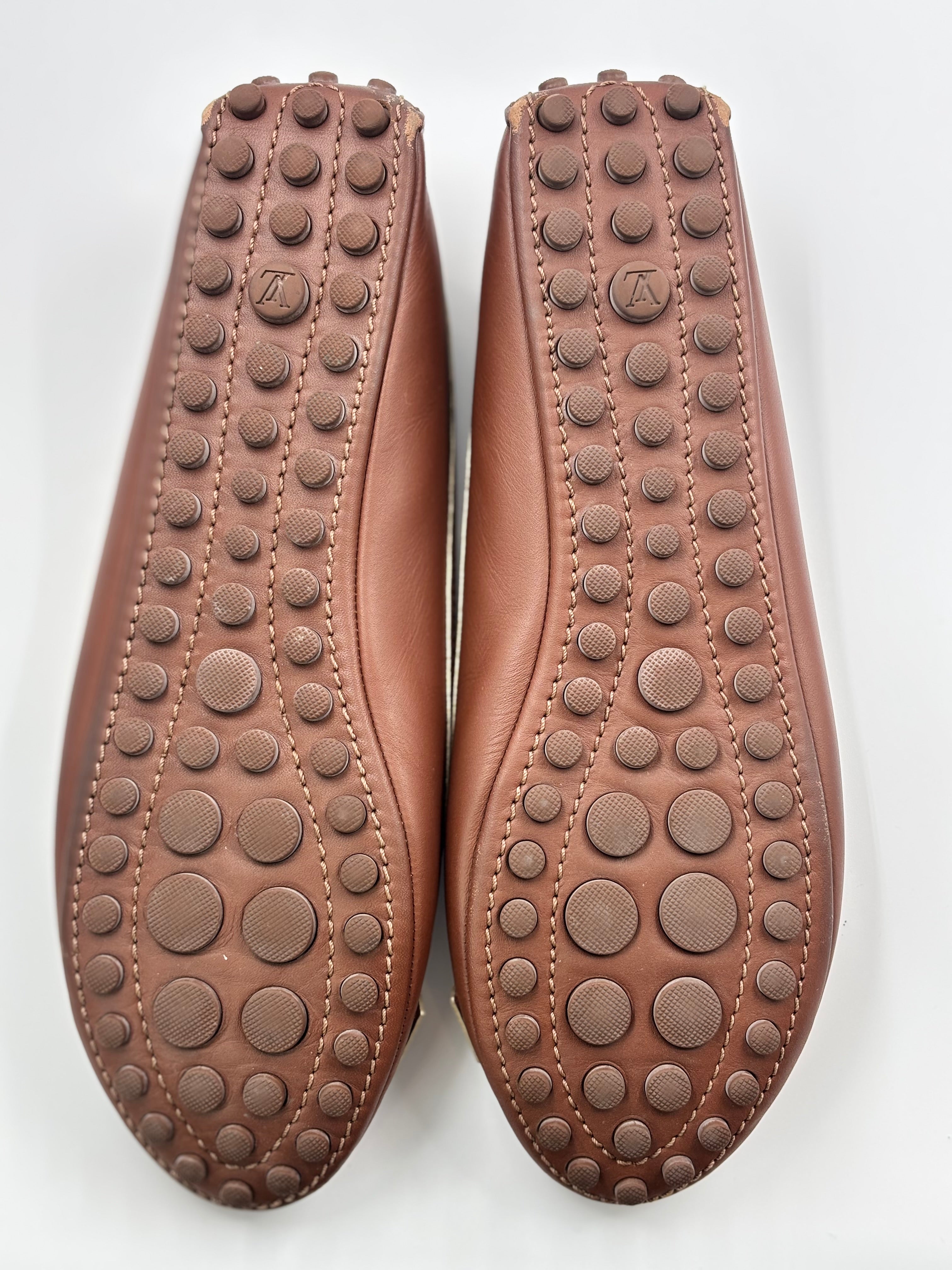 LV Brown Leather Oxford Ballet  Flats