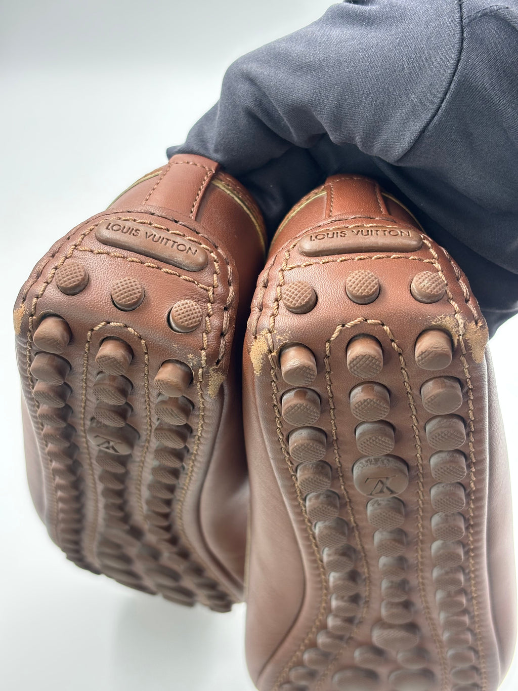 LV Brown Leather Oxford Ballet  Flats