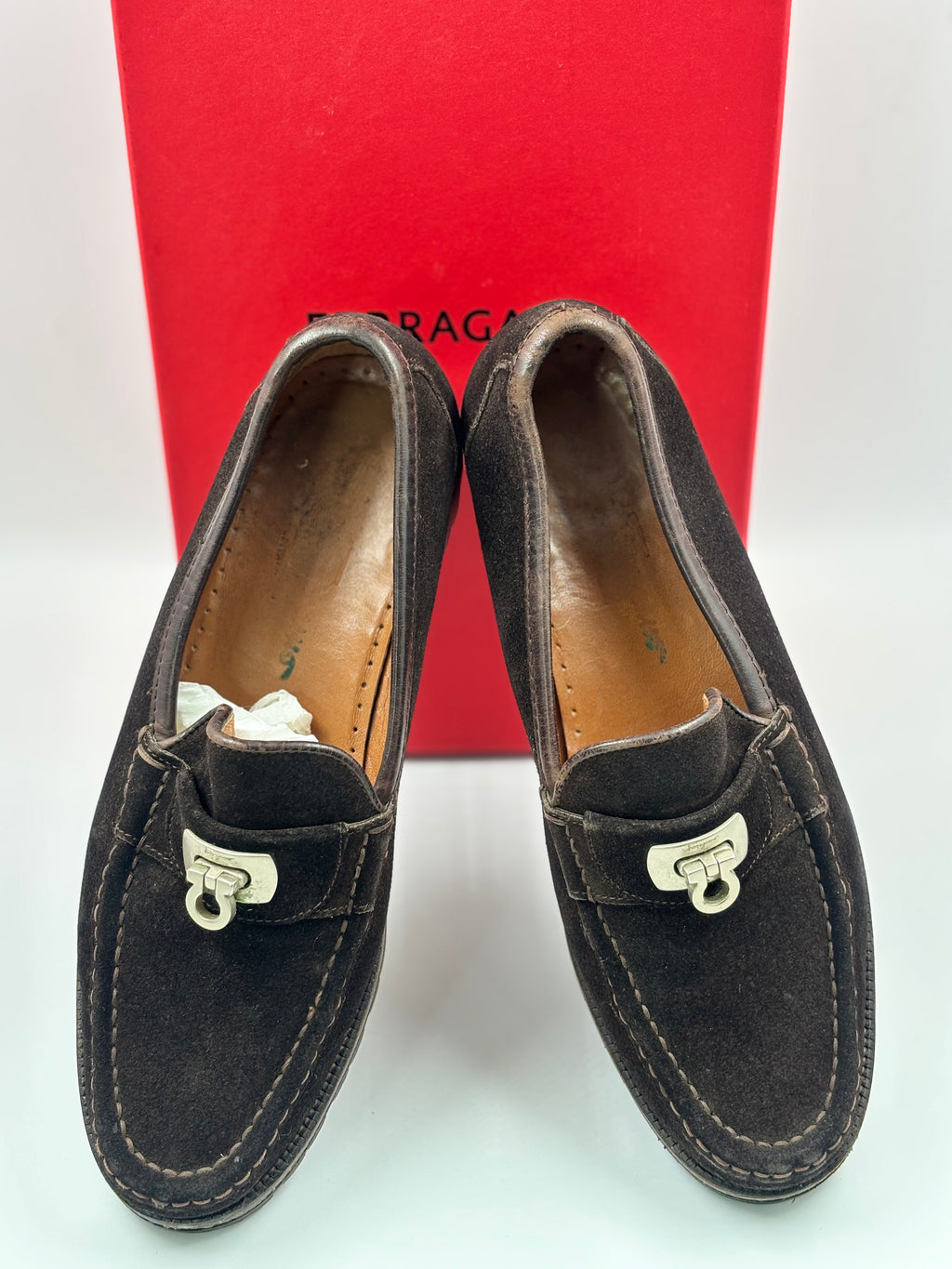 Salvatore Ferragamo Brown Suede Loafers
