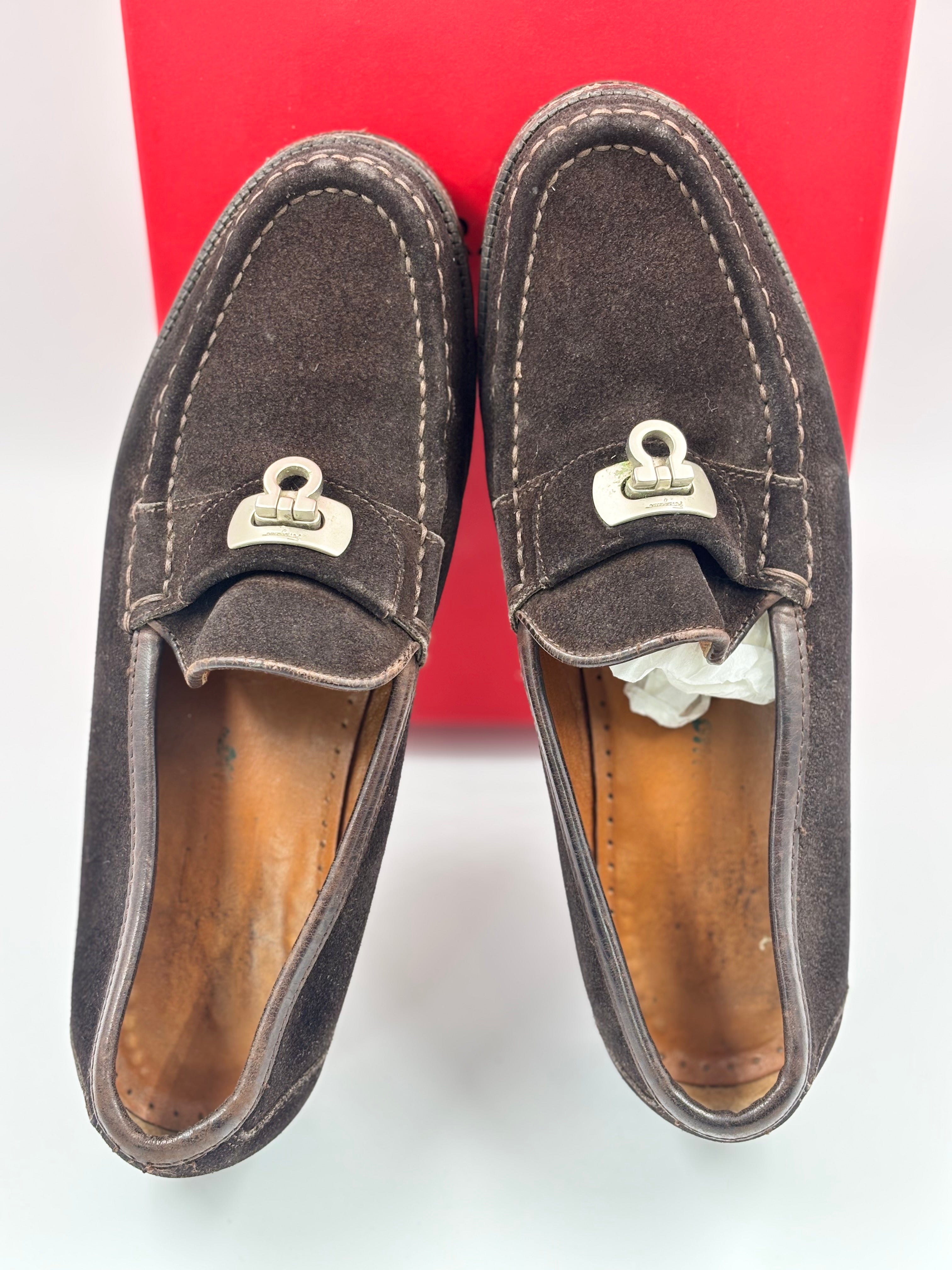 Salvatore Ferragamo Brown Suede Loafers